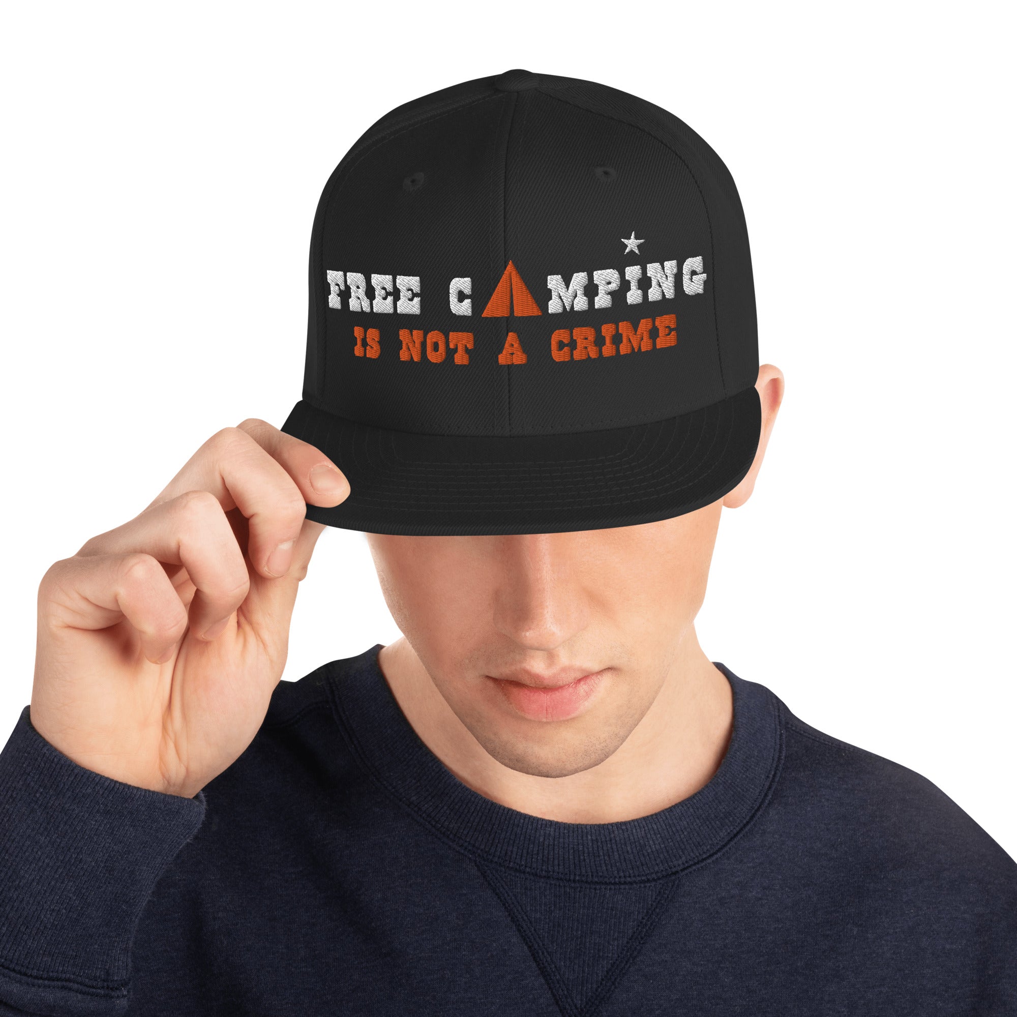 Casquette Snapback Wool Blend Free camping is not a crime white/orange