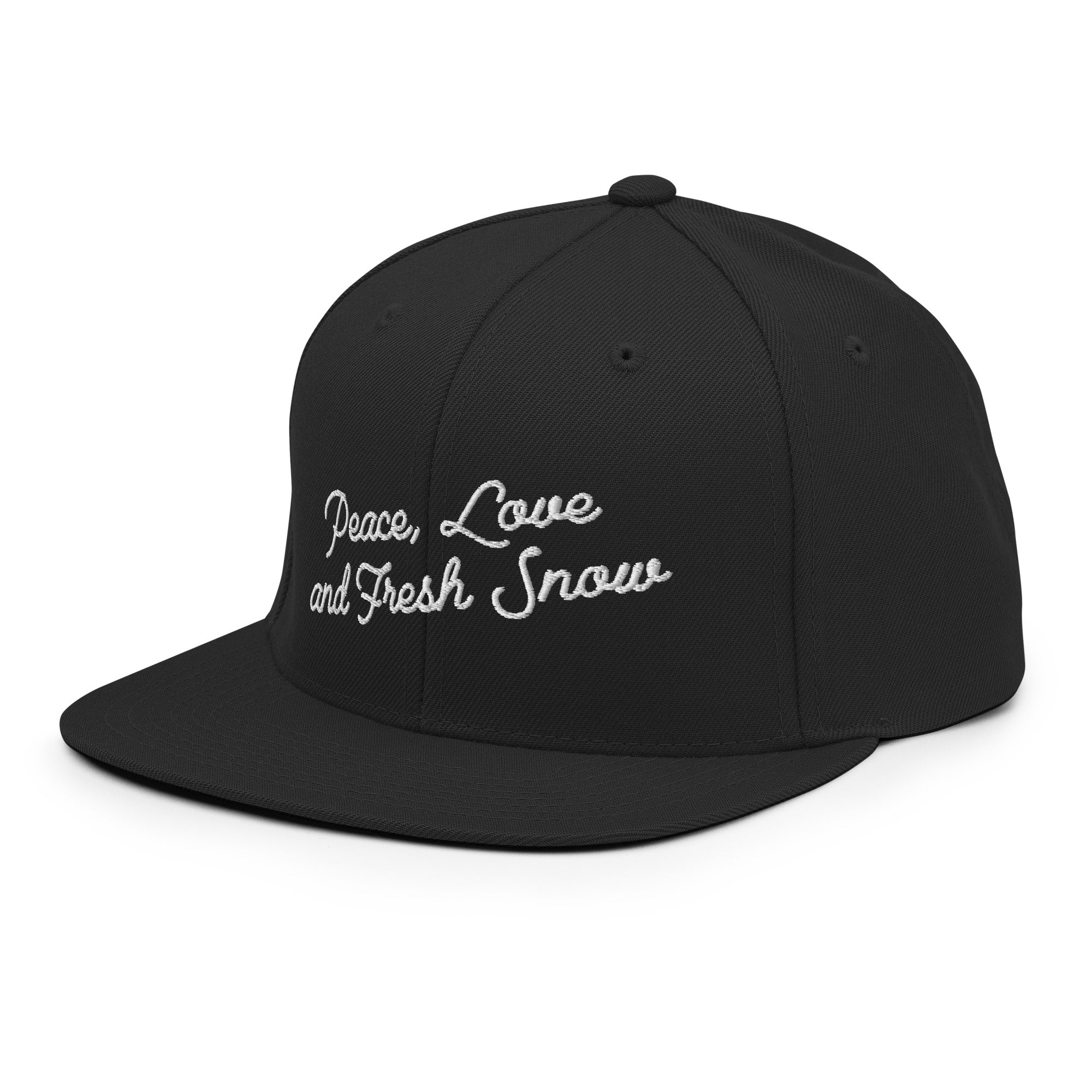 Casquette Snapback Wool Blend Peace, Love and Fresh Snow White letters