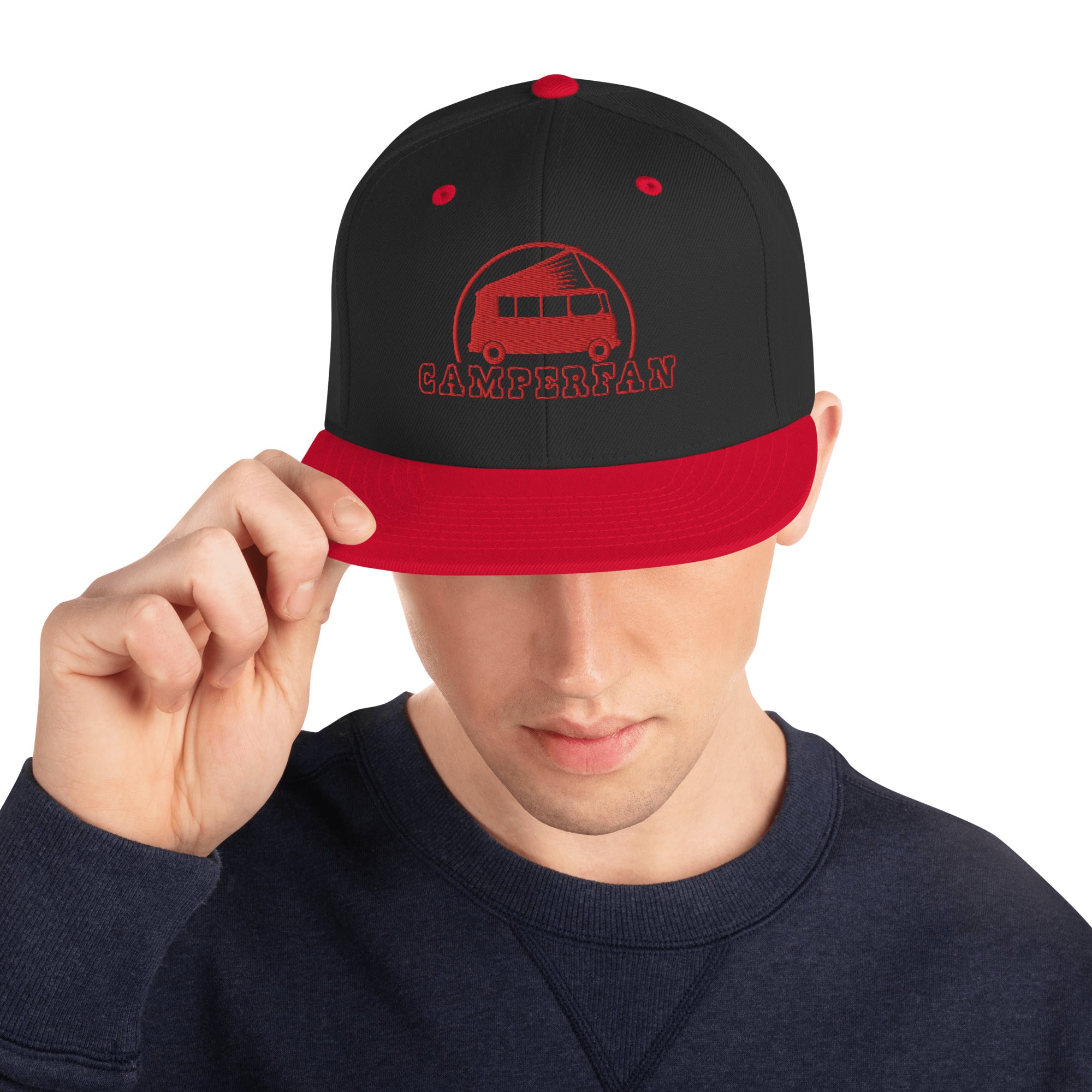 Two-Tone Snapback Wool Blend Cap Camperfan red