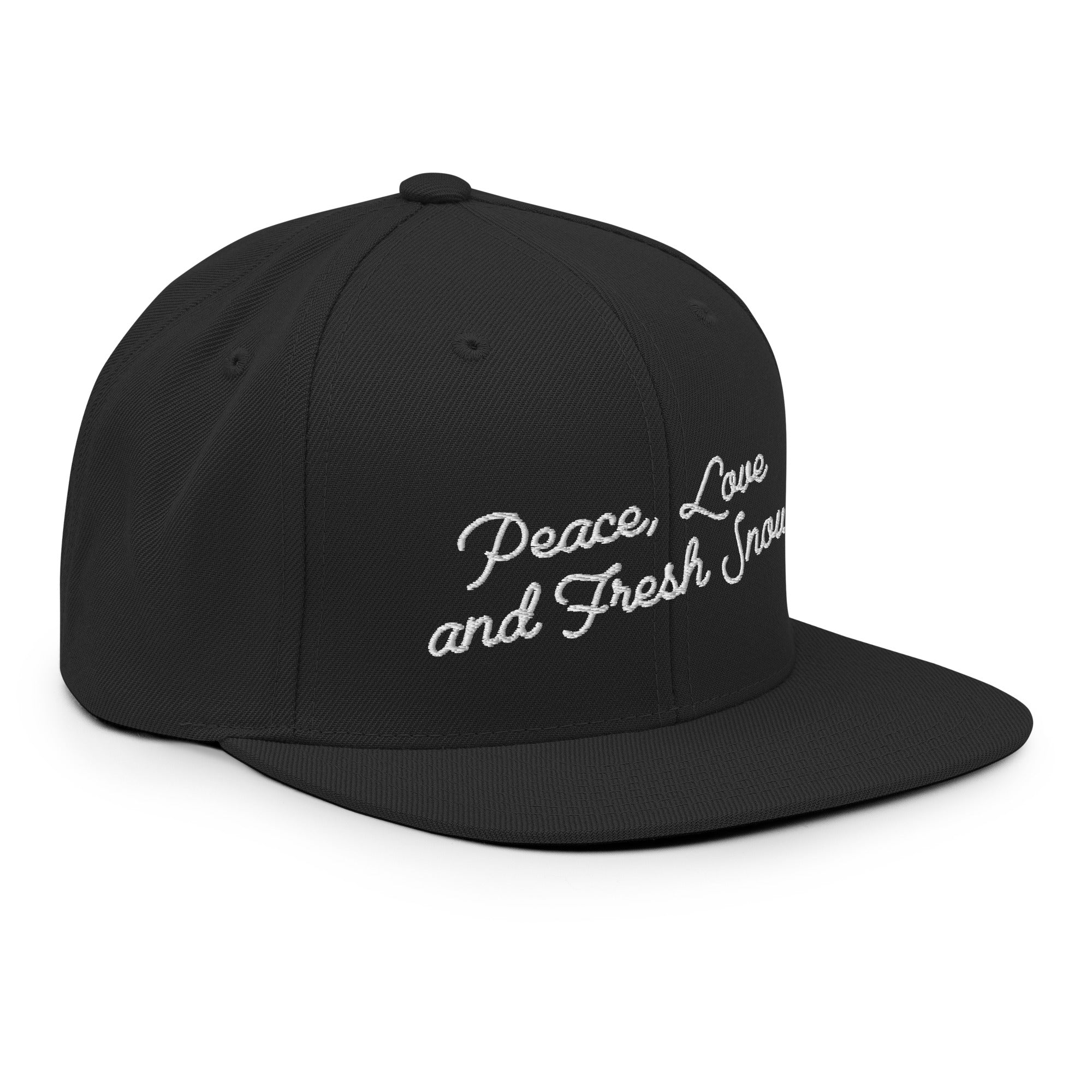 Casquette Snapback Wool Blend Peace, Love and Fresh Snow White letters