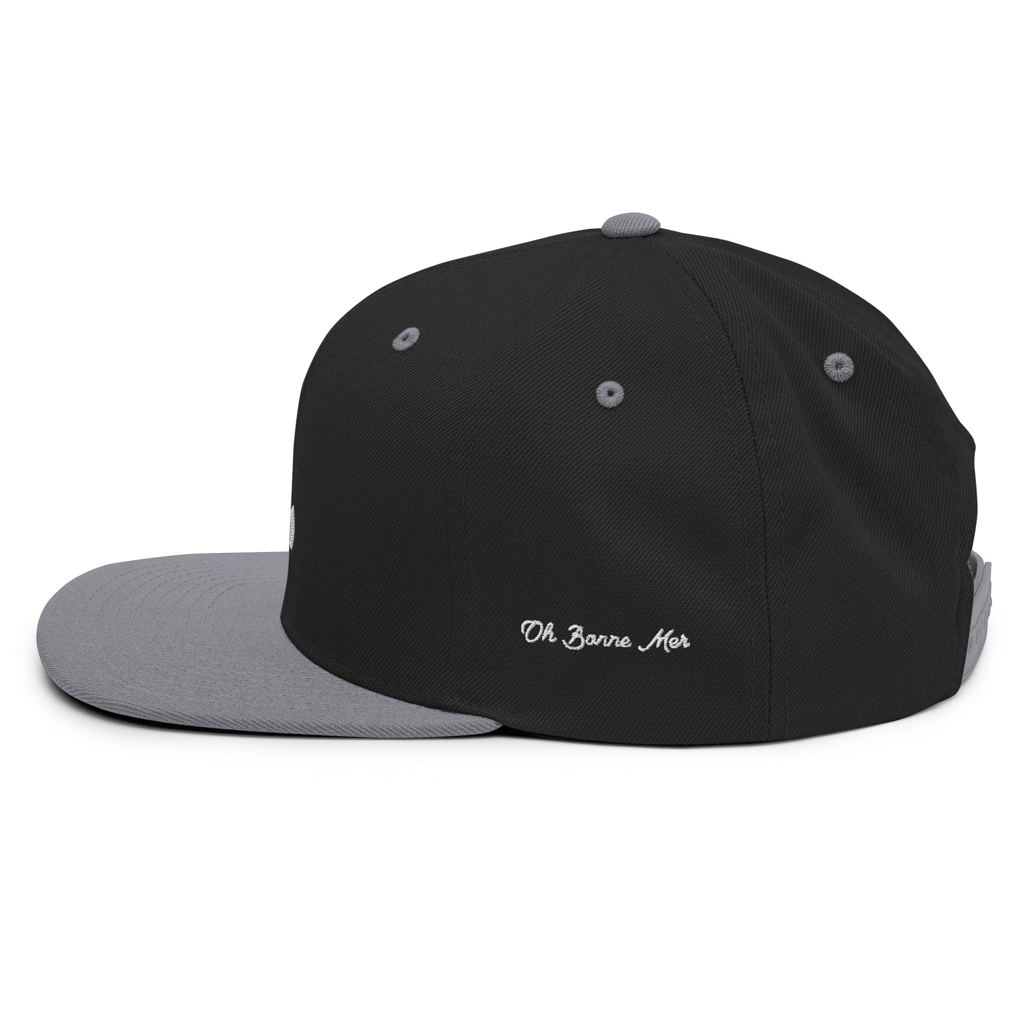 Casquette Snapback Wool Blend bicolore Croix de Camargue Oh Bonne Mer brodé blanc sur 3 côtés