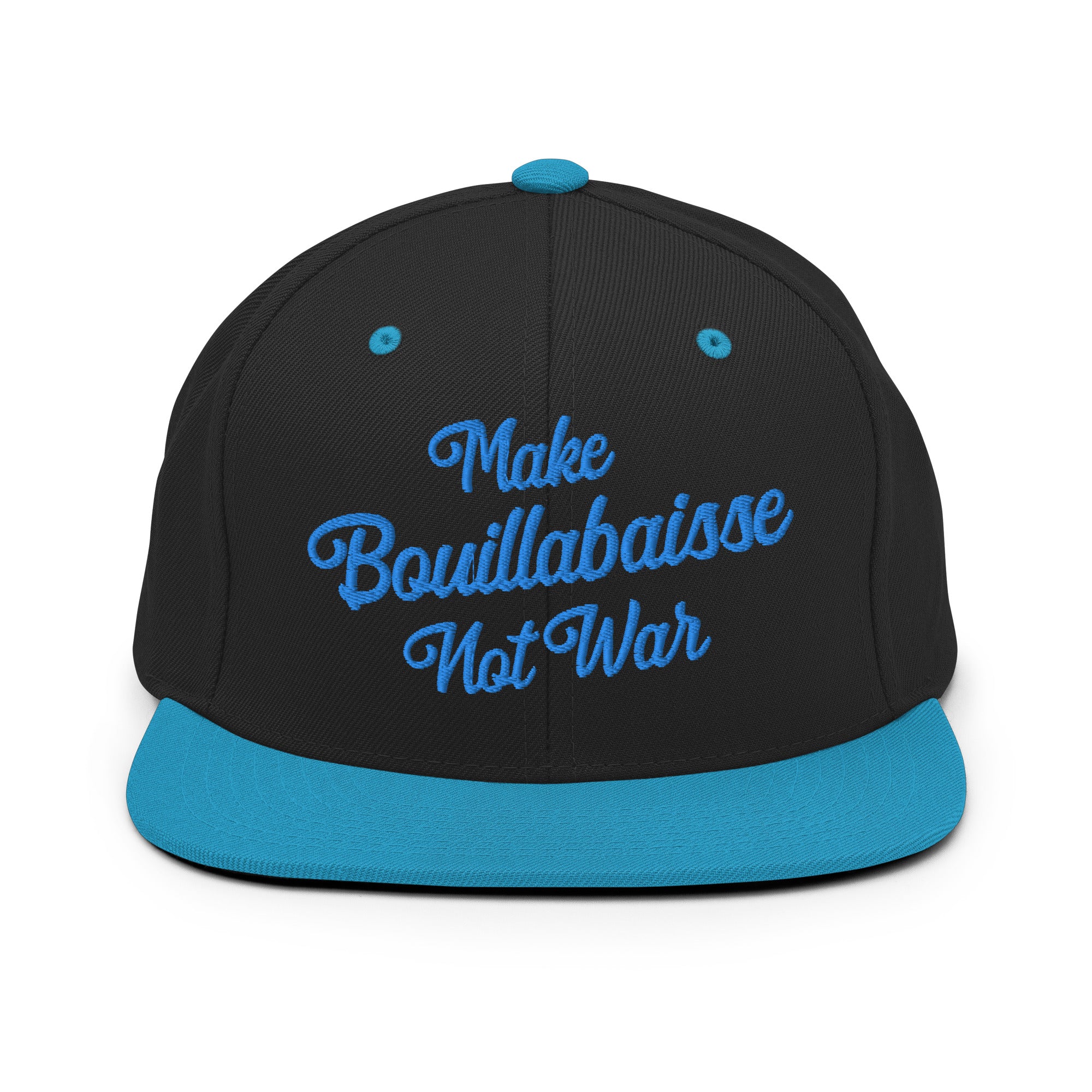 Casquette Snapback Wool Blend bicolore Make Bouillabaisse Not War Aqua