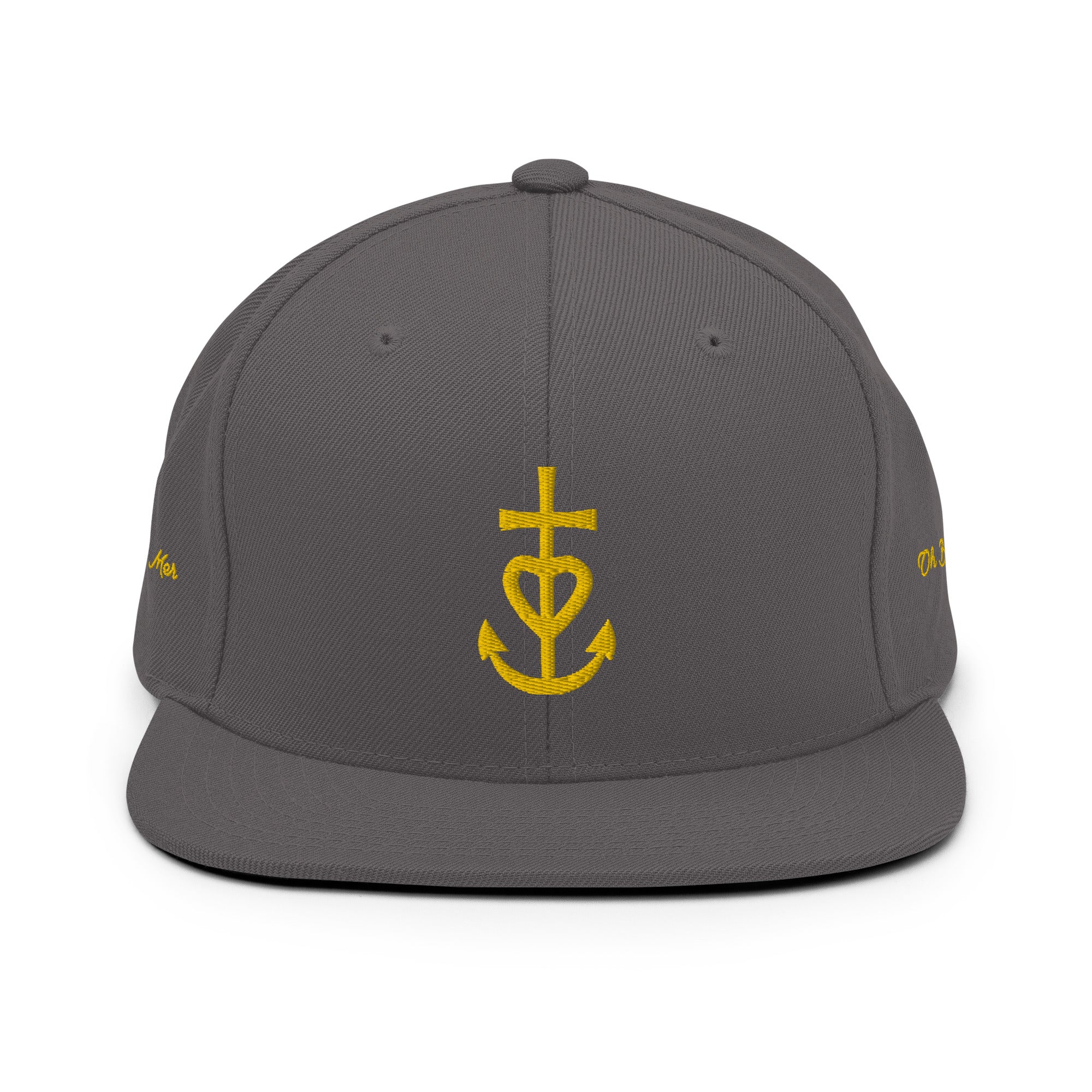 Casquette Snapback Wool Blend Croix de Camargue dorée Oh Bonne mer brodée sur 3 côtés
