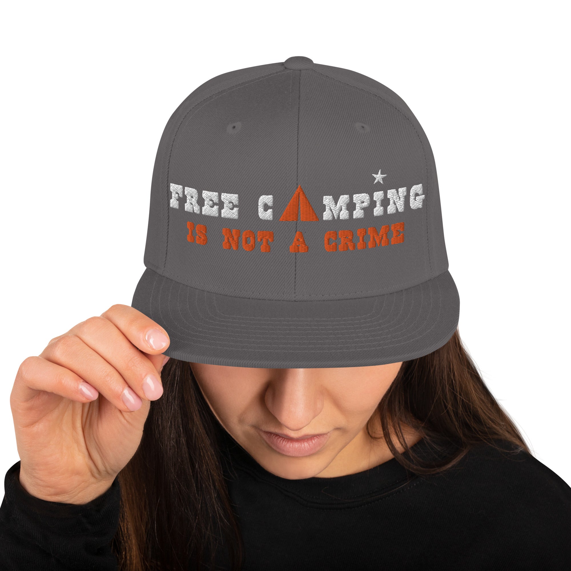 Casquette Snapback Wool Blend Free camping is not a crime white/orange