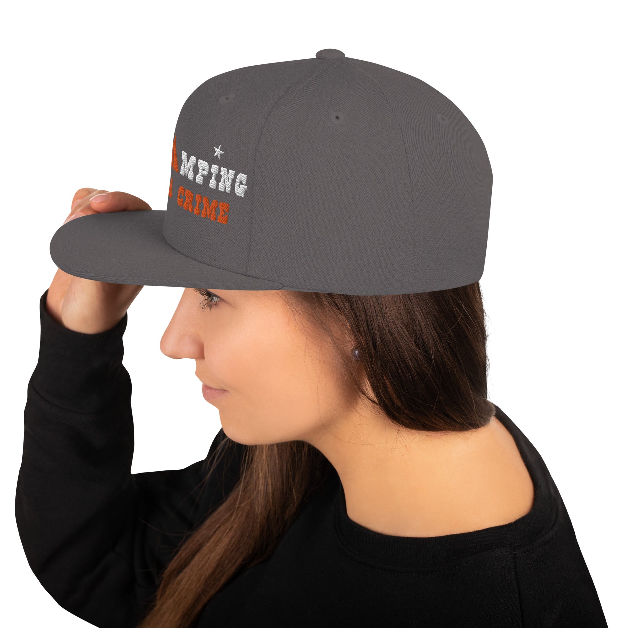 Casquette Snapback Wool Blend Free camping is not a crime white/orange