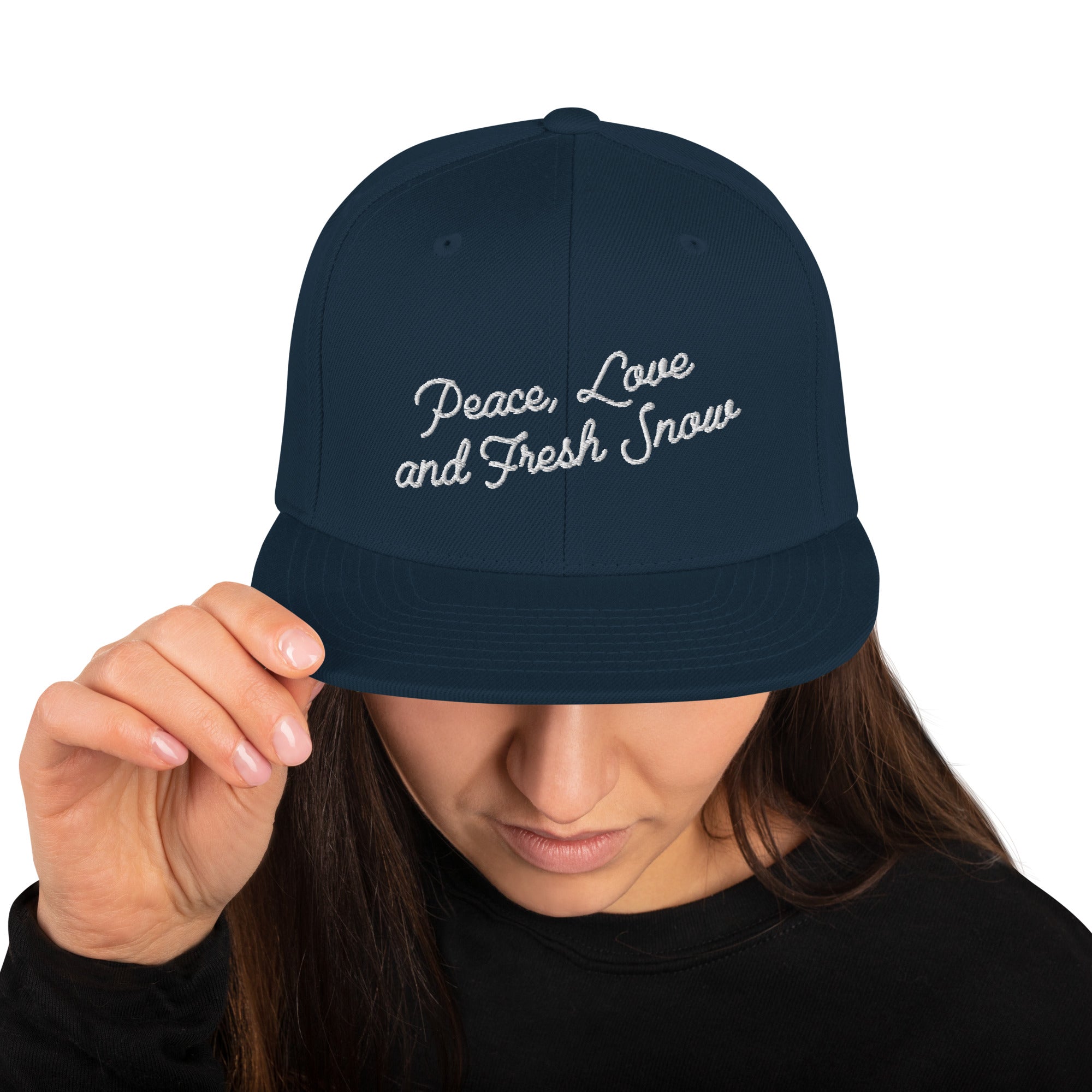 Casquette Snapback Wool Blend Peace, Love and Fresh Snow White letters