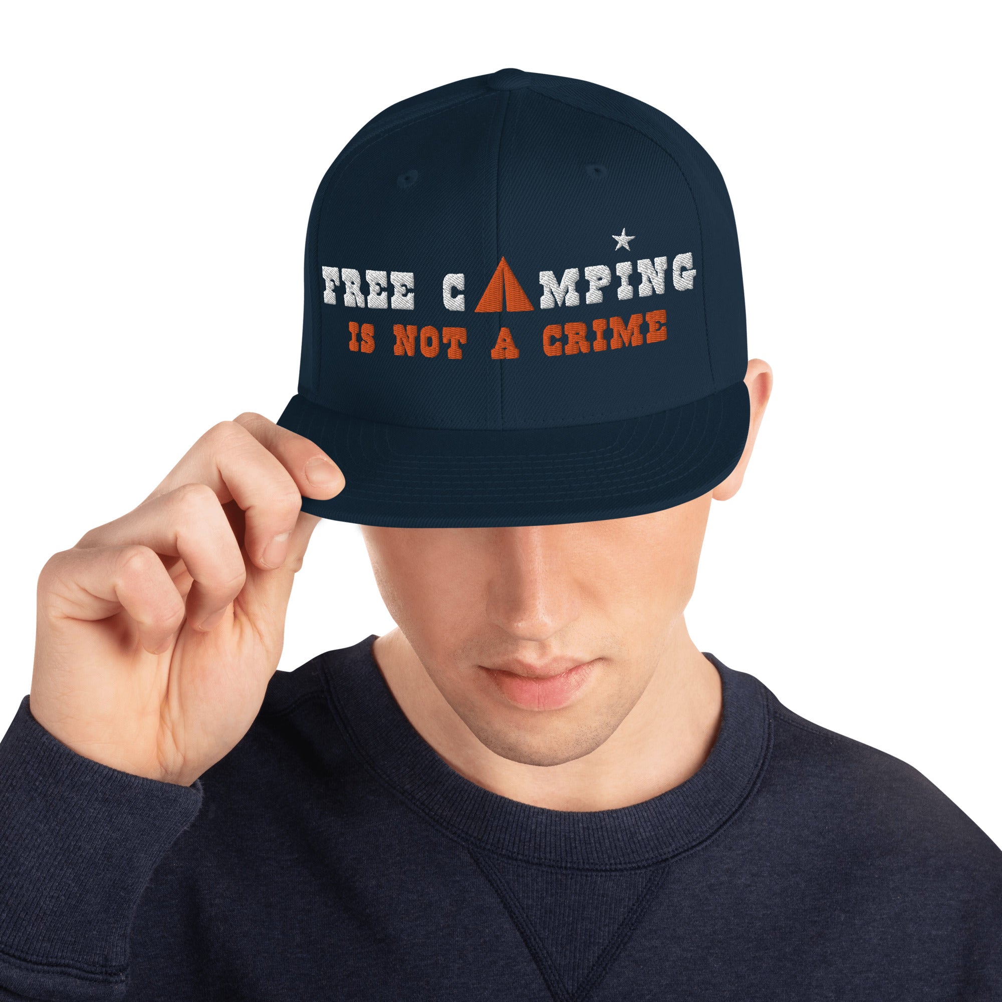 Casquette Snapback Wool Blend Free camping is not a crime white/orange