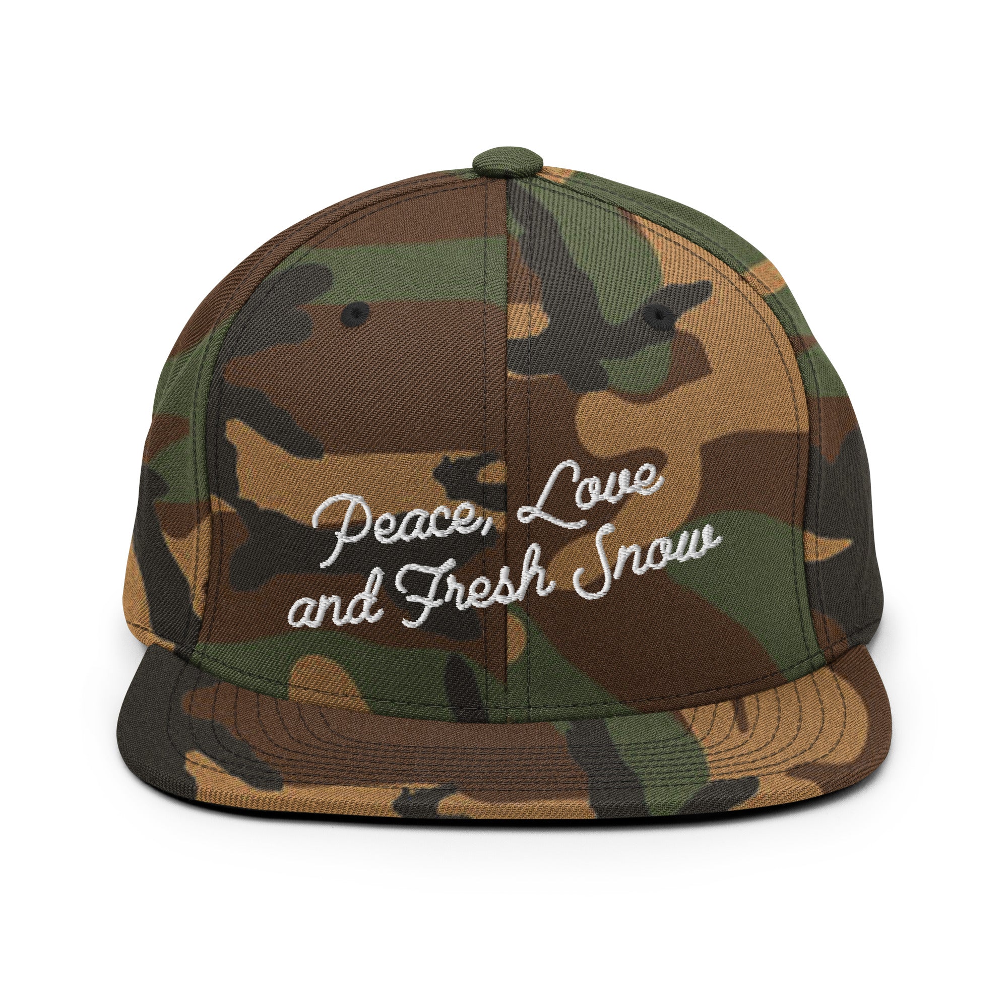 Casquette Snapback camouflage Peace, Love and Fresh Snow blanc