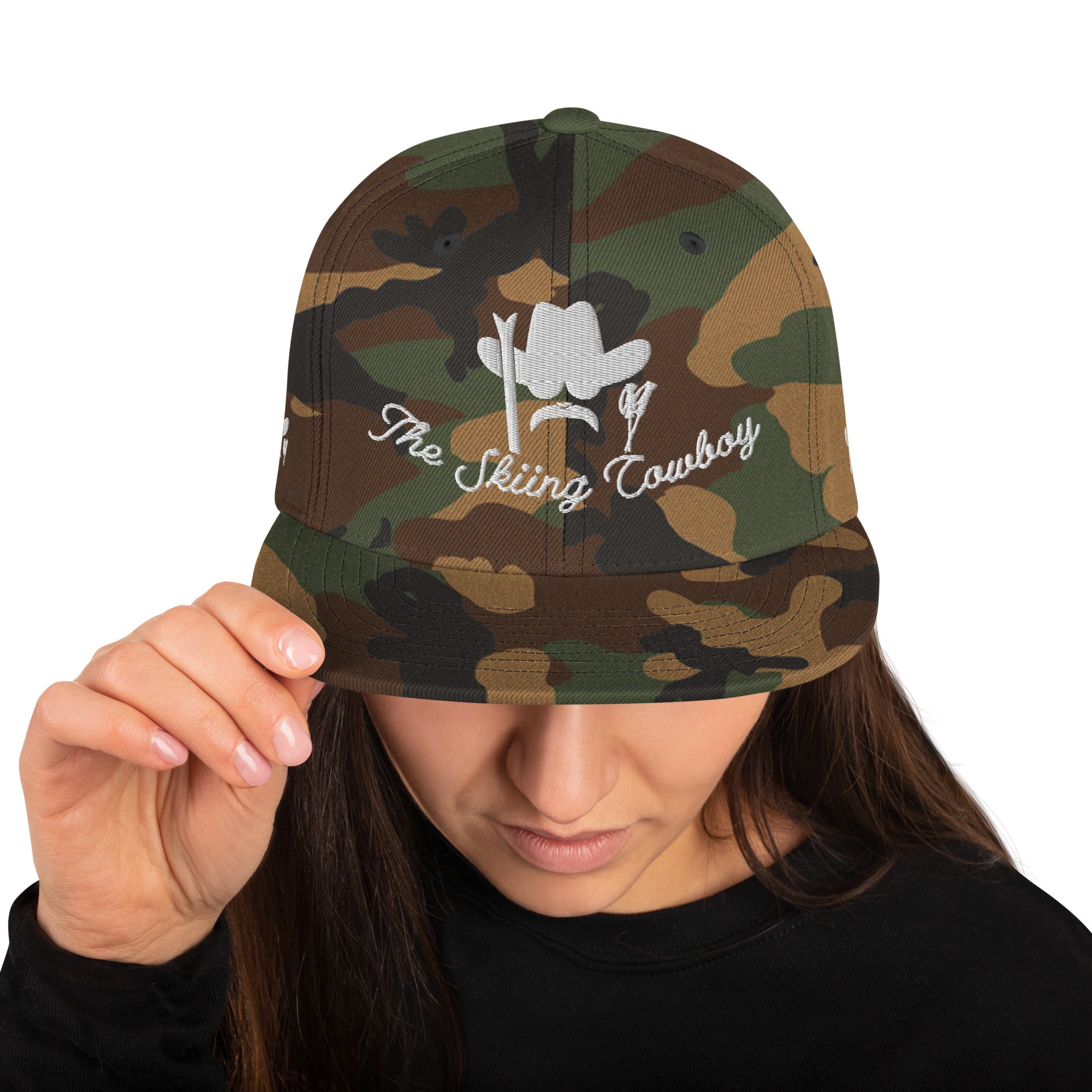 Casquette Snapback camouflage The Skiing Cowboy White brodé sur 3 côtés