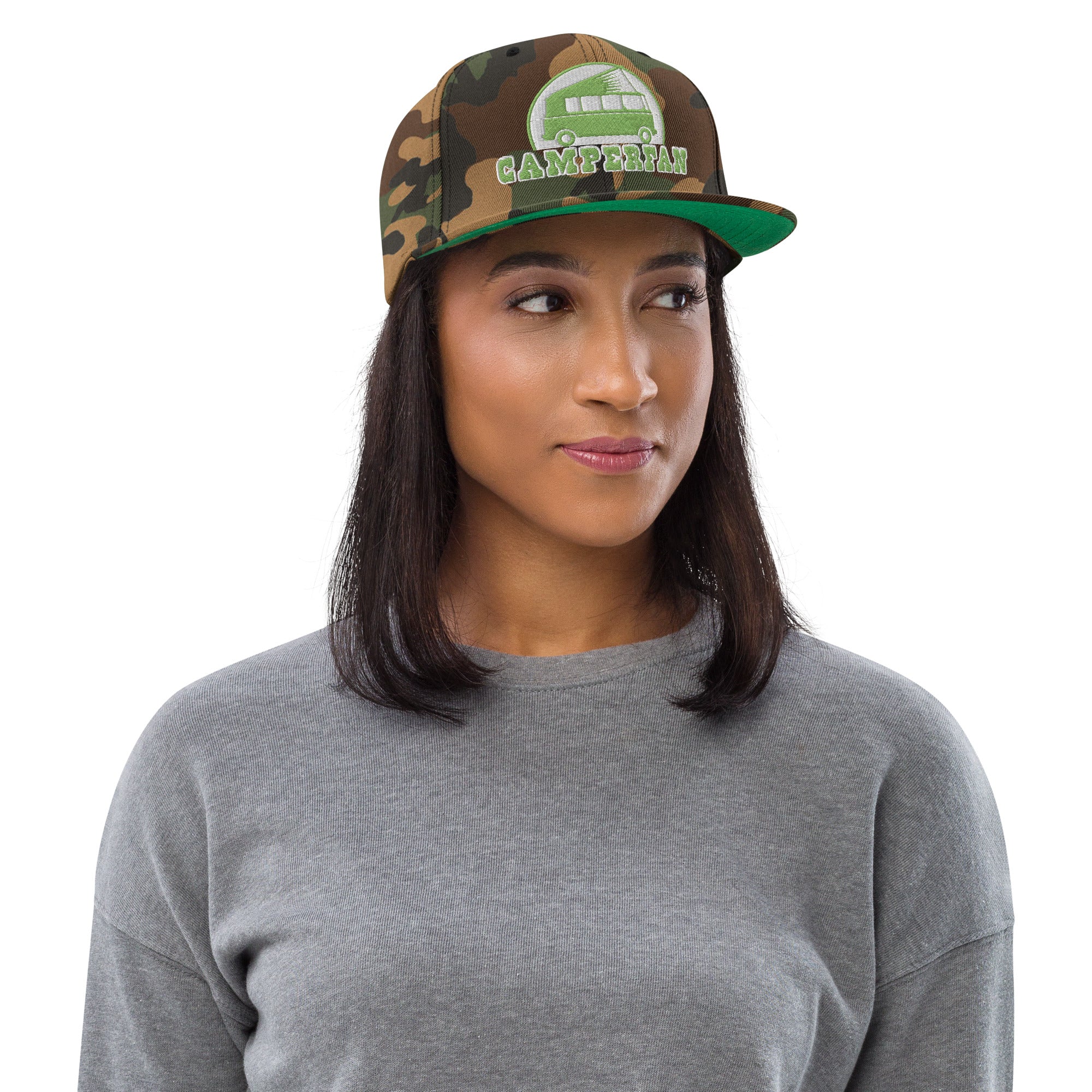 Casquette Snapback camouflage Camperfan kiwi/white