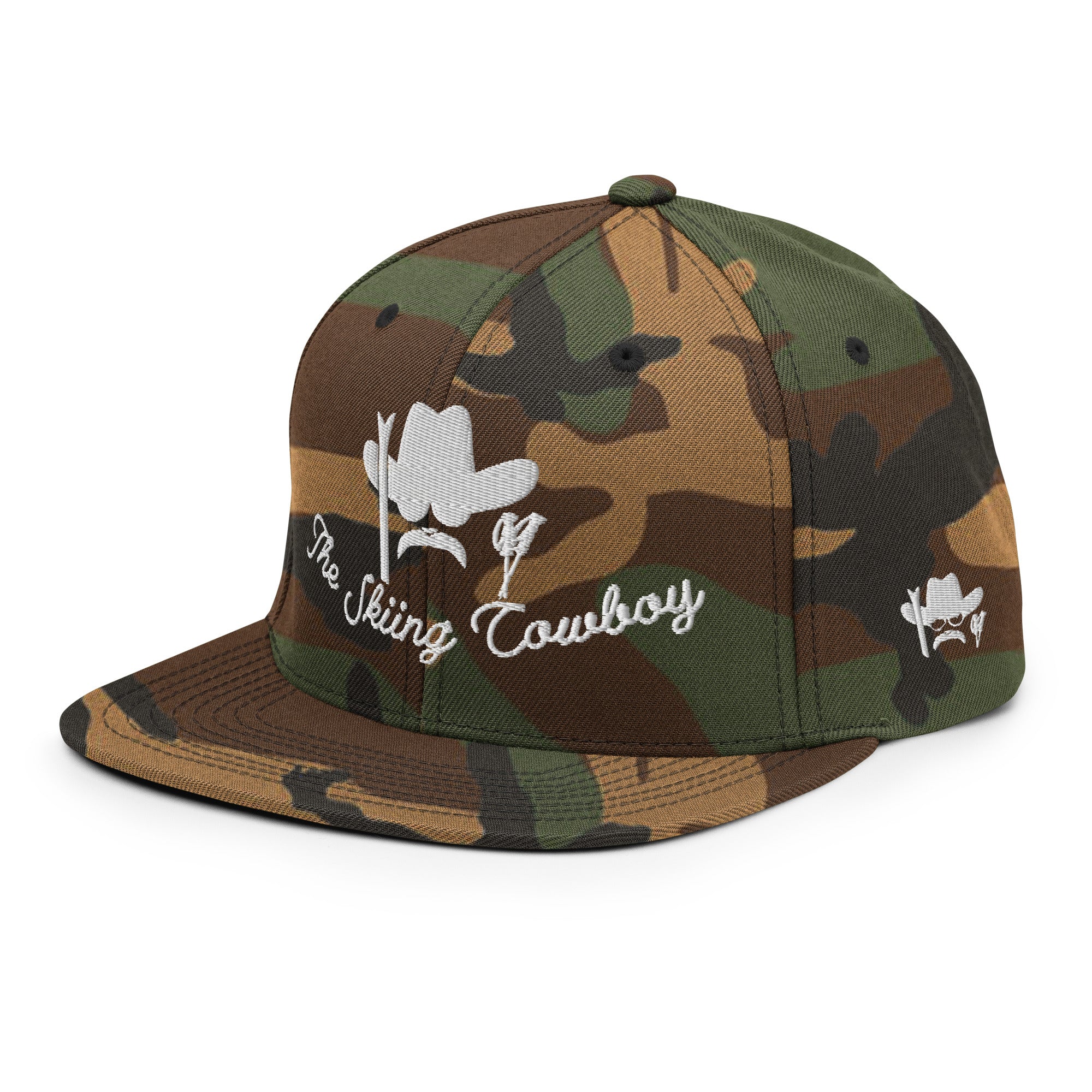 Casquette Snapback camouflage The Skiing Cowboy White brodé sur 3 côtés