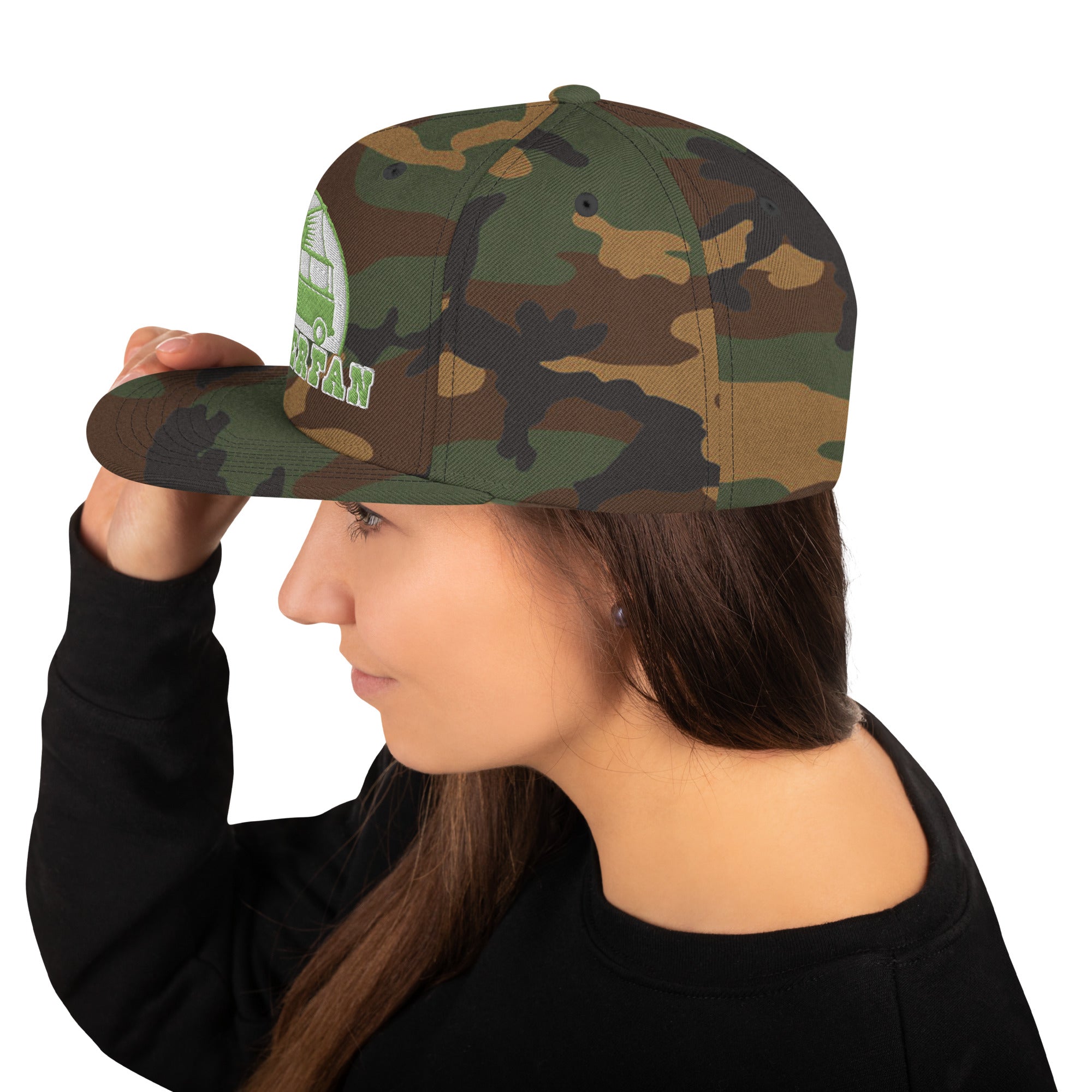 Casquette Snapback camouflage Camperfan kiwi/white
