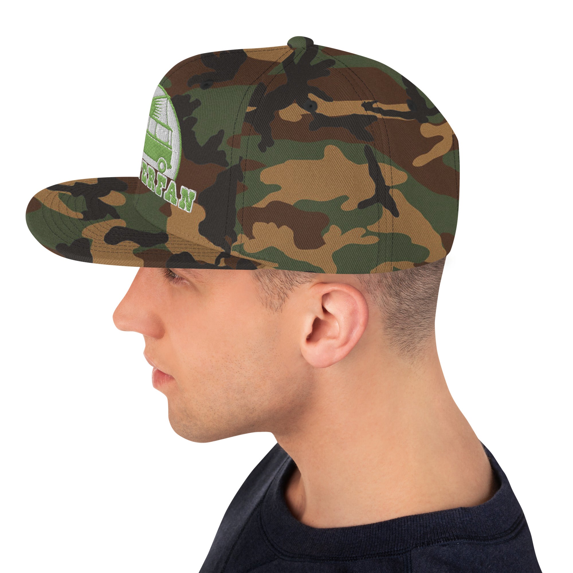 Casquette Snapback camouflage Camperfan kiwi/white