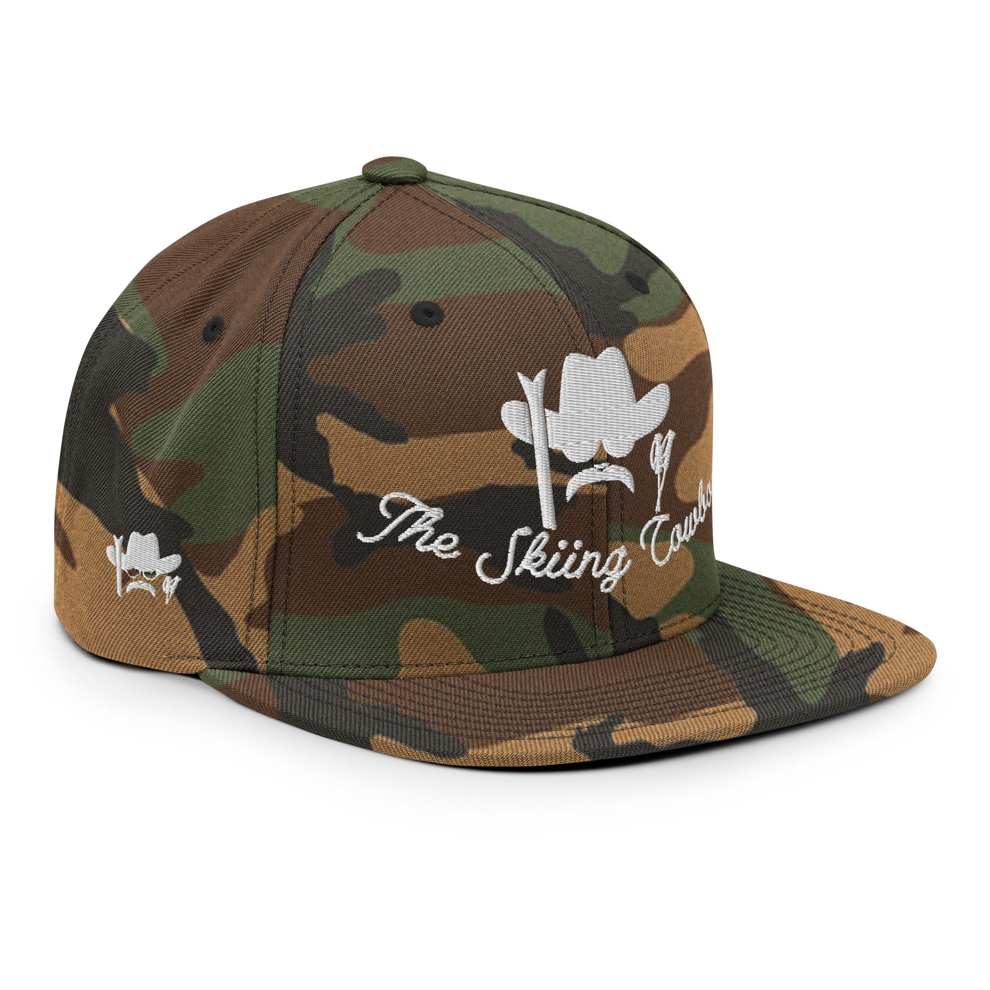 Casquette Snapback camouflage The Skiing Cowboy White brodé sur 3 côtés