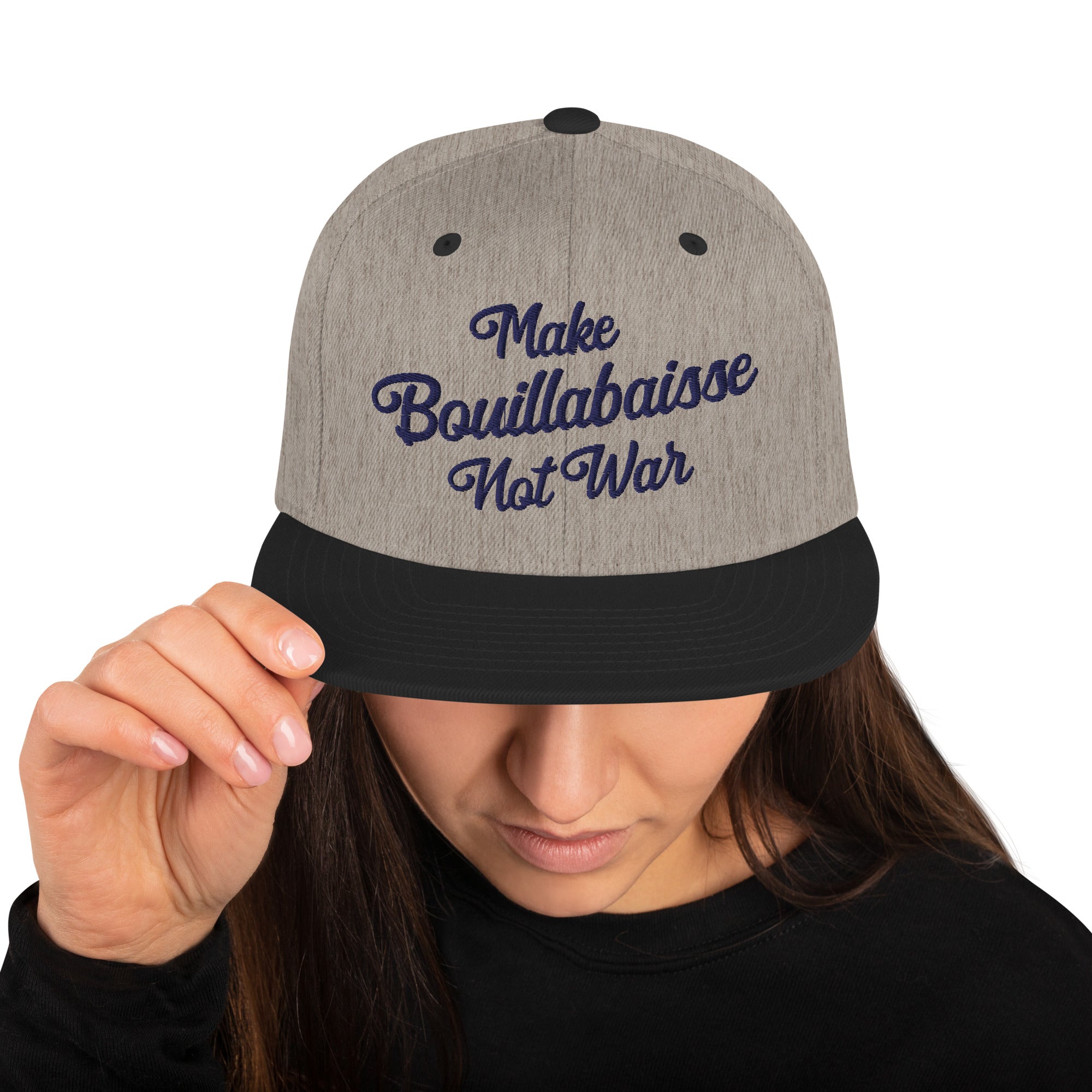 Casquette Snapback Wool Blend bicolore Make Bouillabaisse Not War Navy