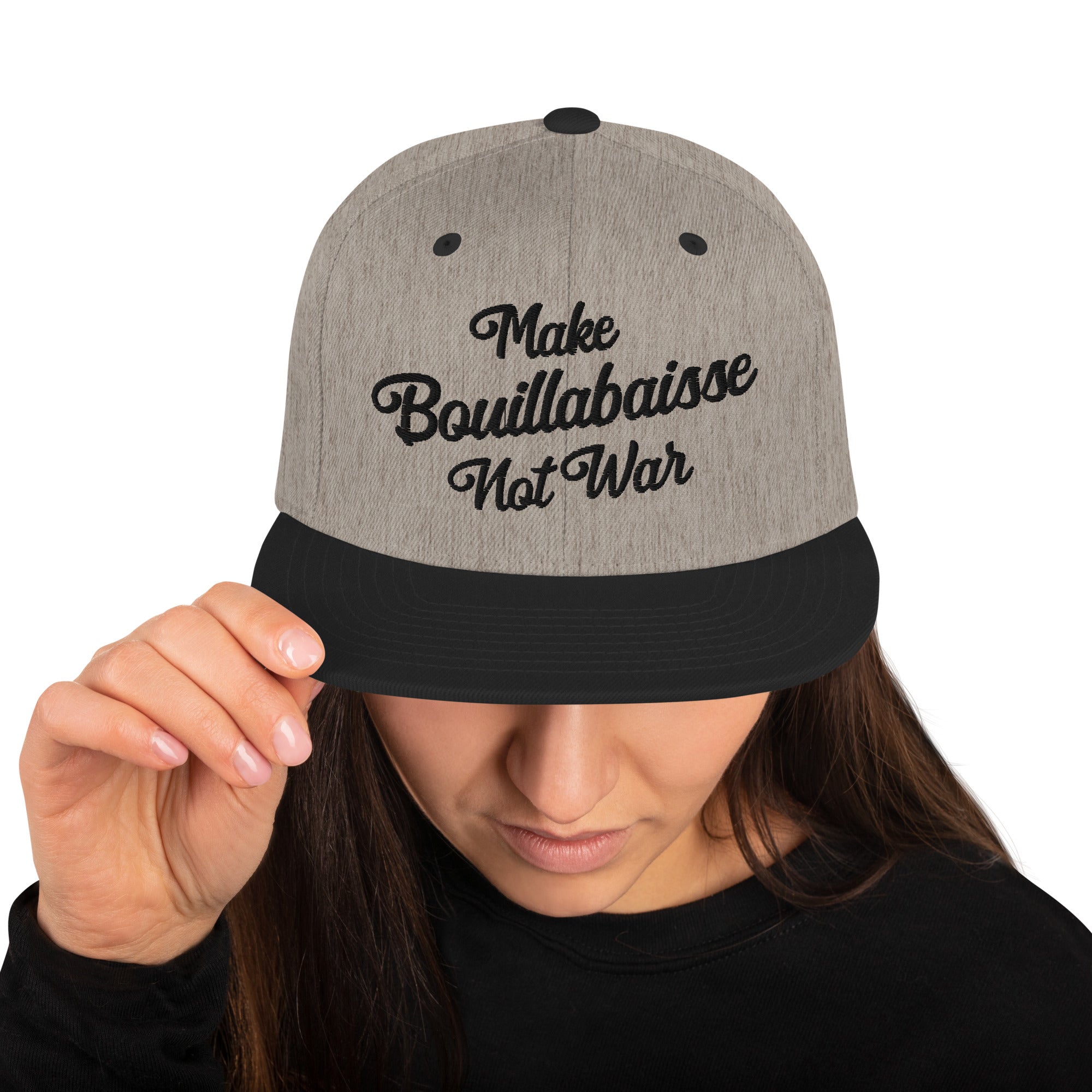 Casquette Snapback Wool Blend bicolore Make Bouillabaisse Not War Black