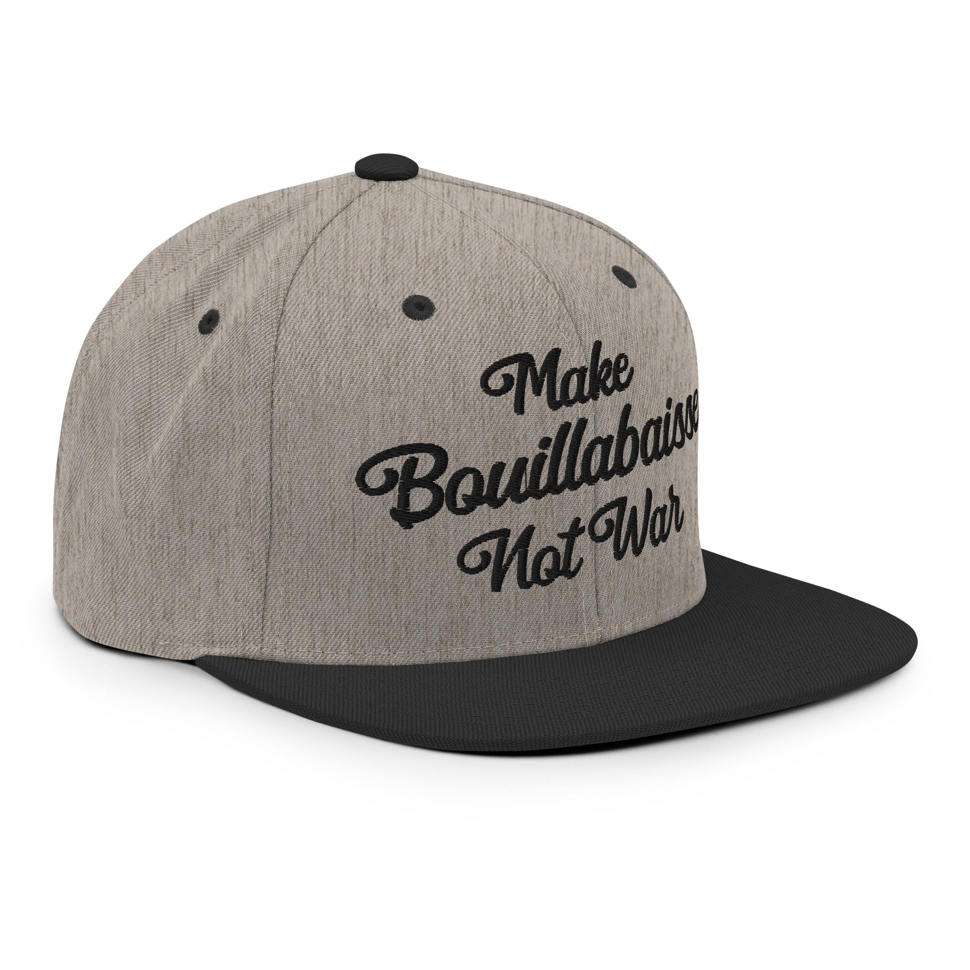 Casquette Snapback Wool Blend bicolore Make Bouillabaisse Not War Black