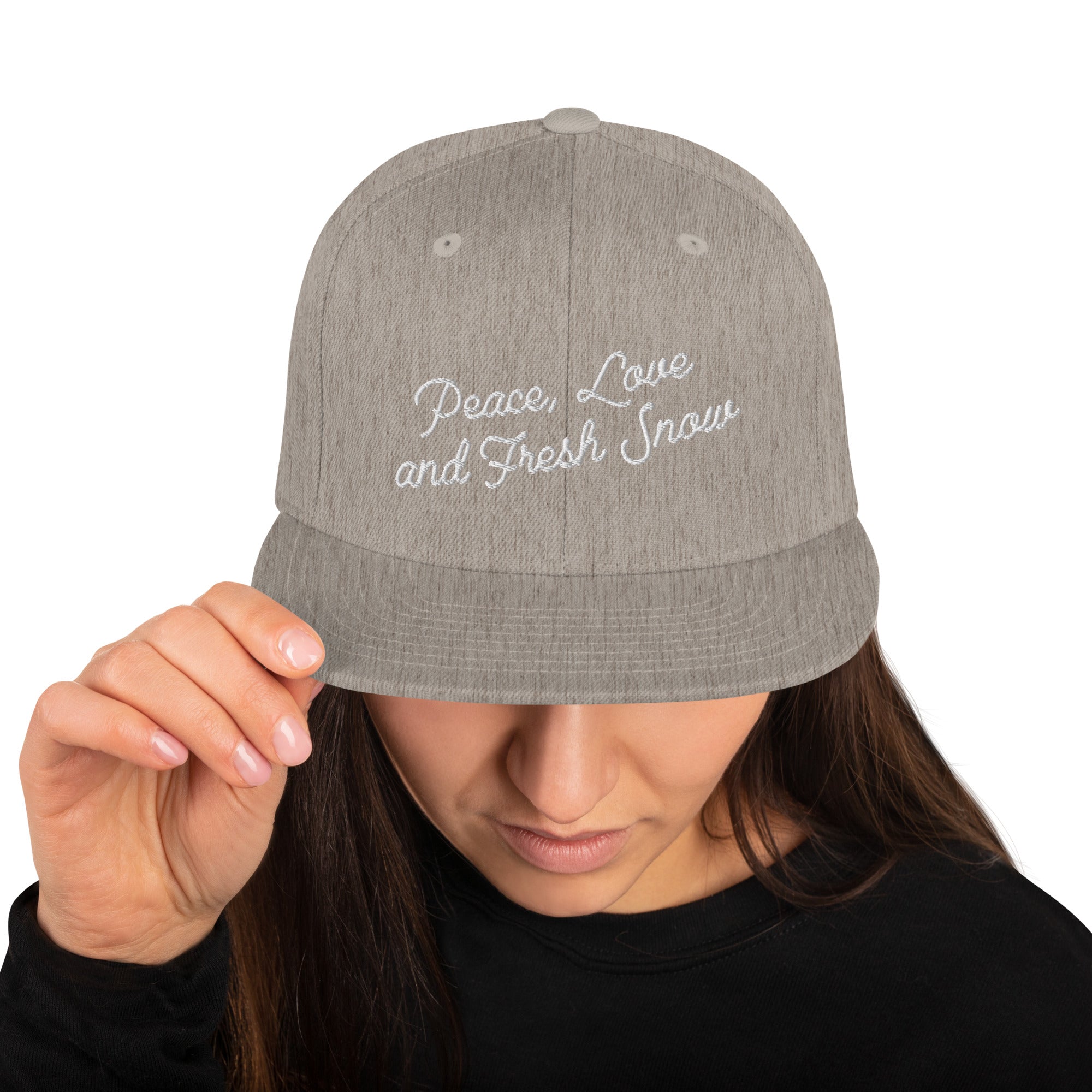Casquette Snapback Wool Blend Peace, Love and Fresh Snow White letters