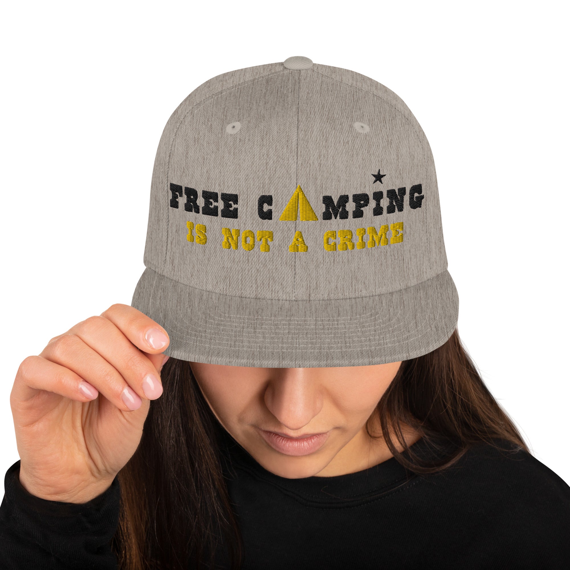 Casquette Snapback Wool Blend Free camping is not a crime black/yellow