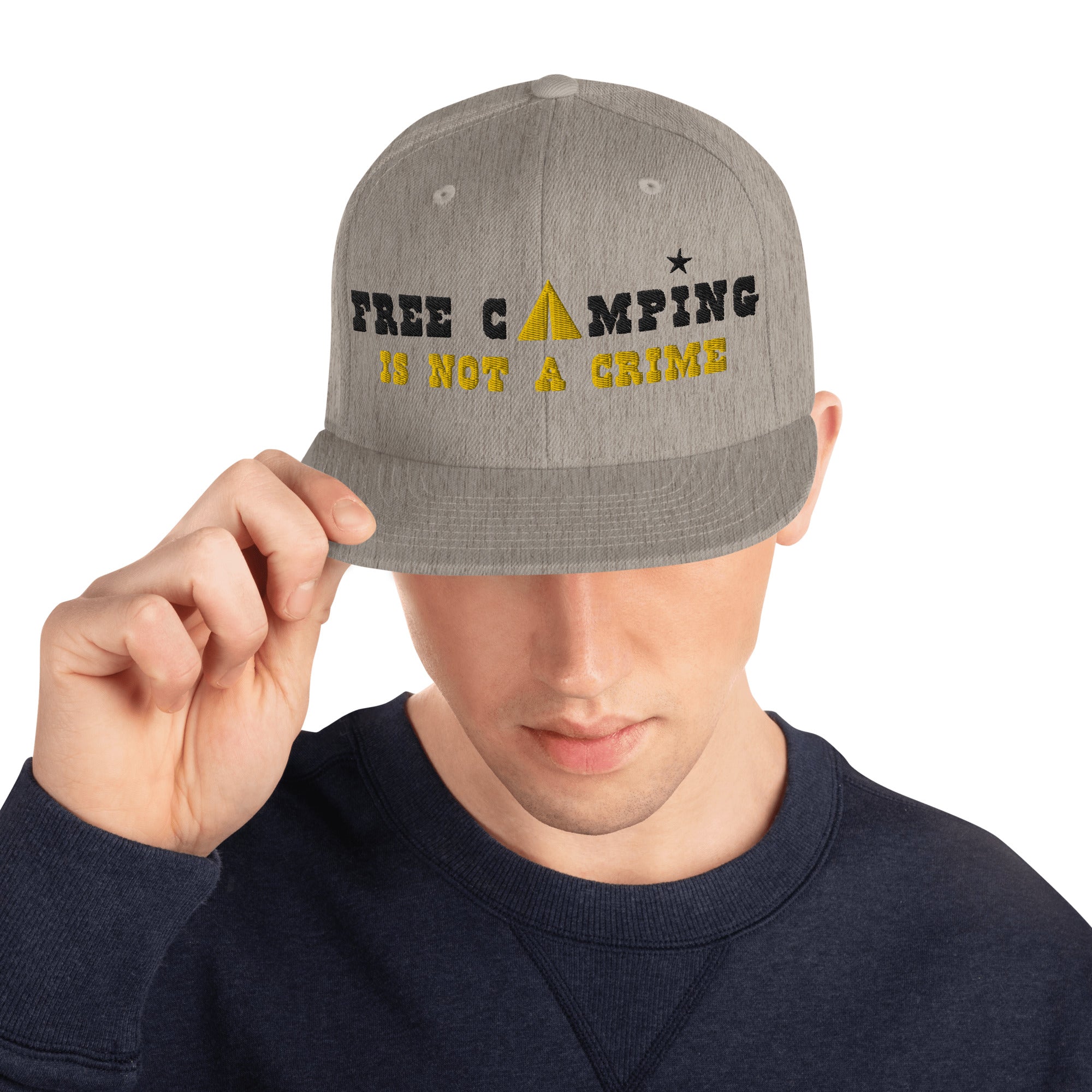 Casquette Snapback Wool Blend Free camping is not a crime black/yellow
