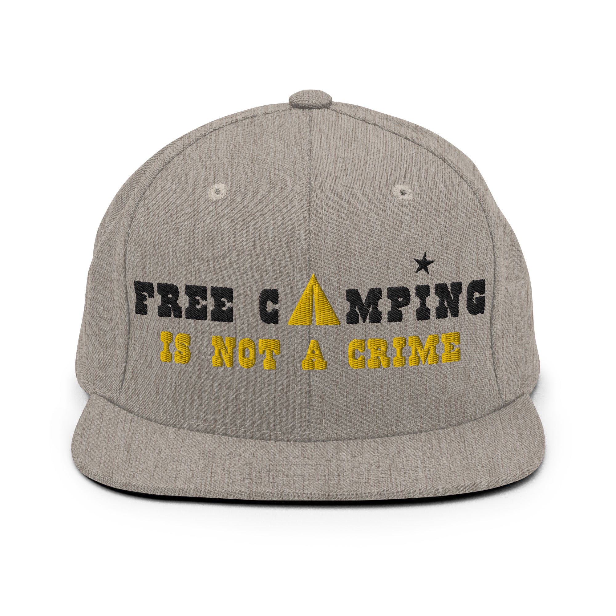 Casquette Snapback Wool Blend Free camping is not a crime black/yellow