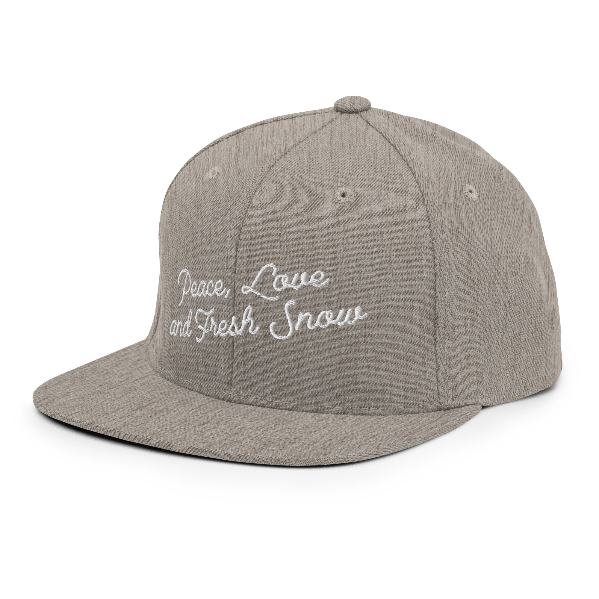 Casquette Snapback Wool Blend Peace, Love and Fresh Snow White letters
