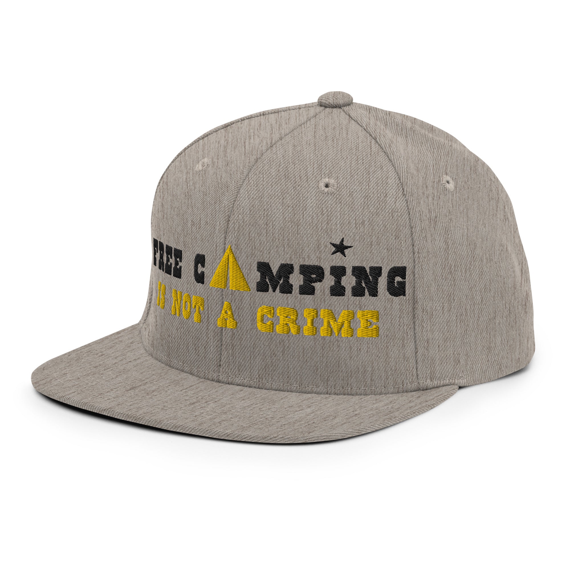Casquette Snapback Wool Blend Free camping is not a crime black/yellow