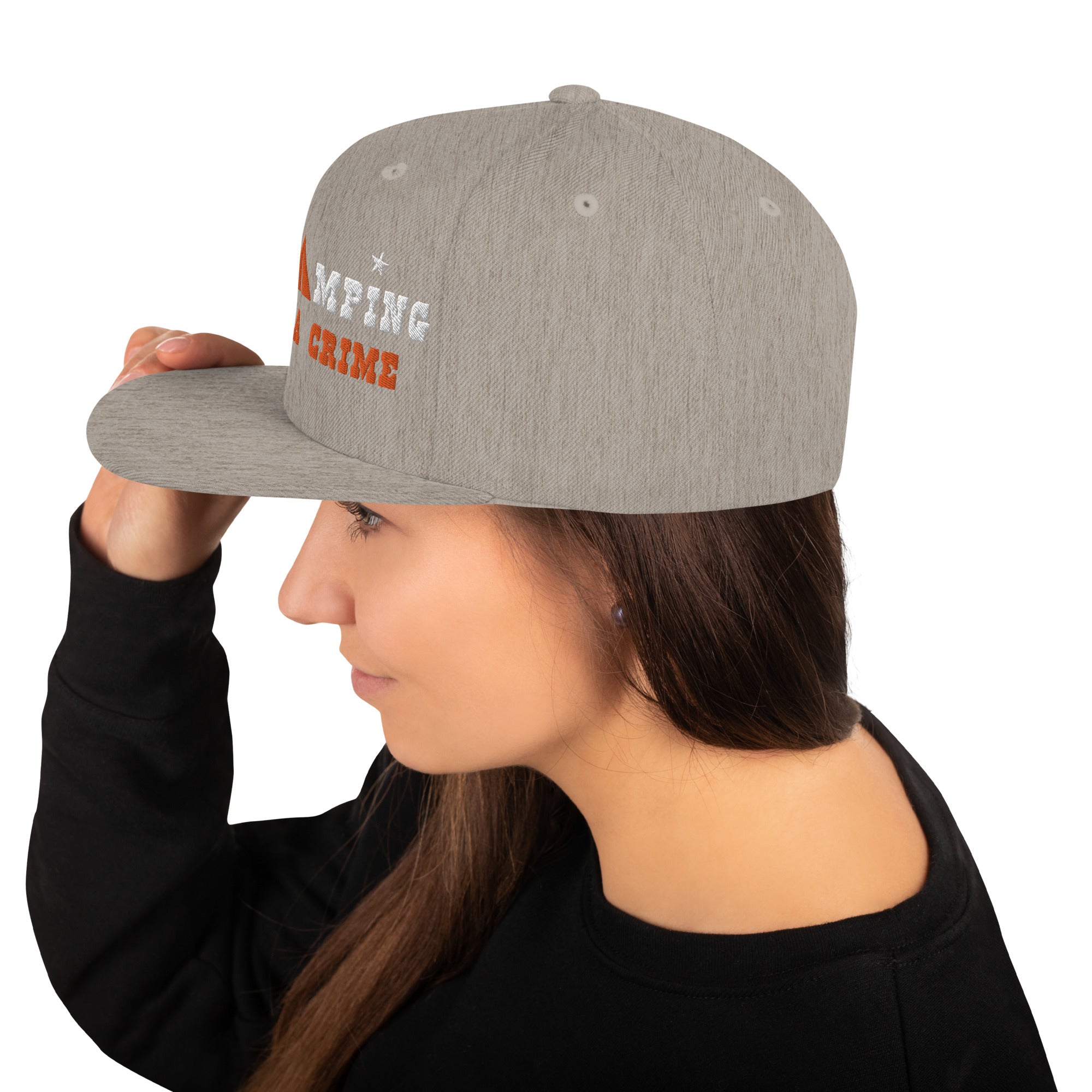 Casquette Snapback Wool Blend Free camping is not a crime white/orange