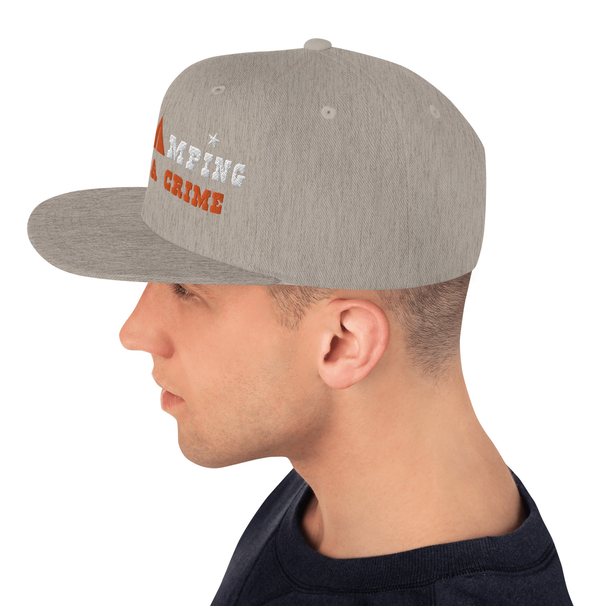 Casquette Snapback Wool Blend Free camping is not a crime white/orange