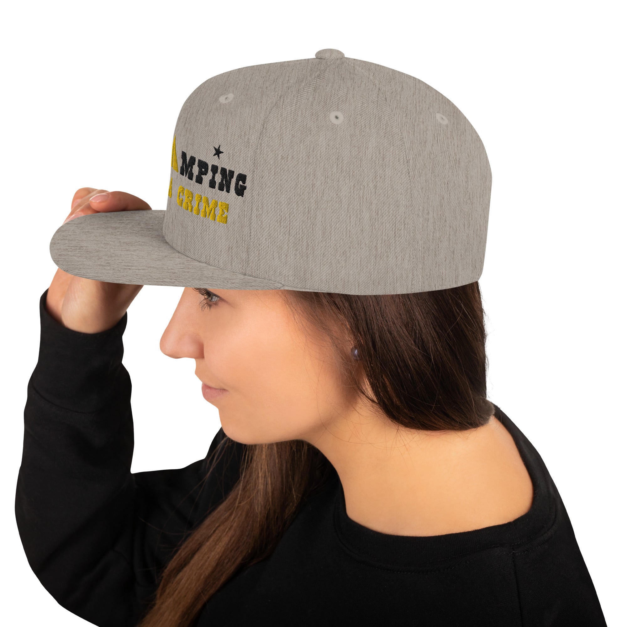 Casquette Snapback Wool Blend Free camping is not a crime black/yellow