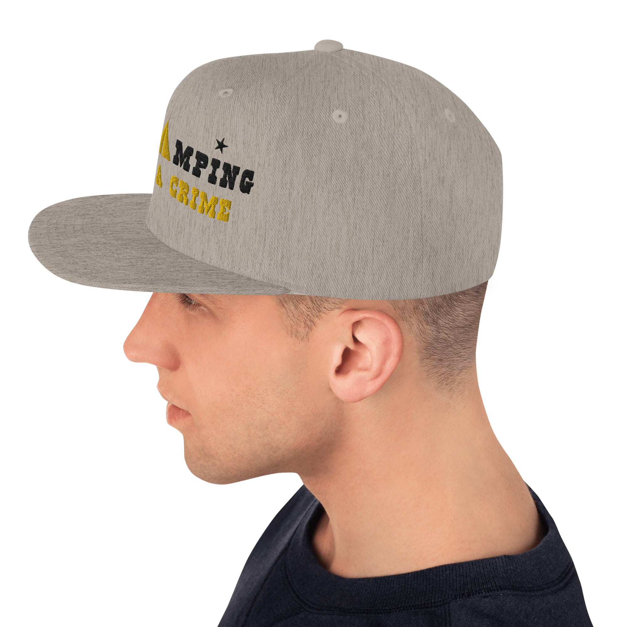 Casquette Snapback Wool Blend Free camping is not a crime black/yellow