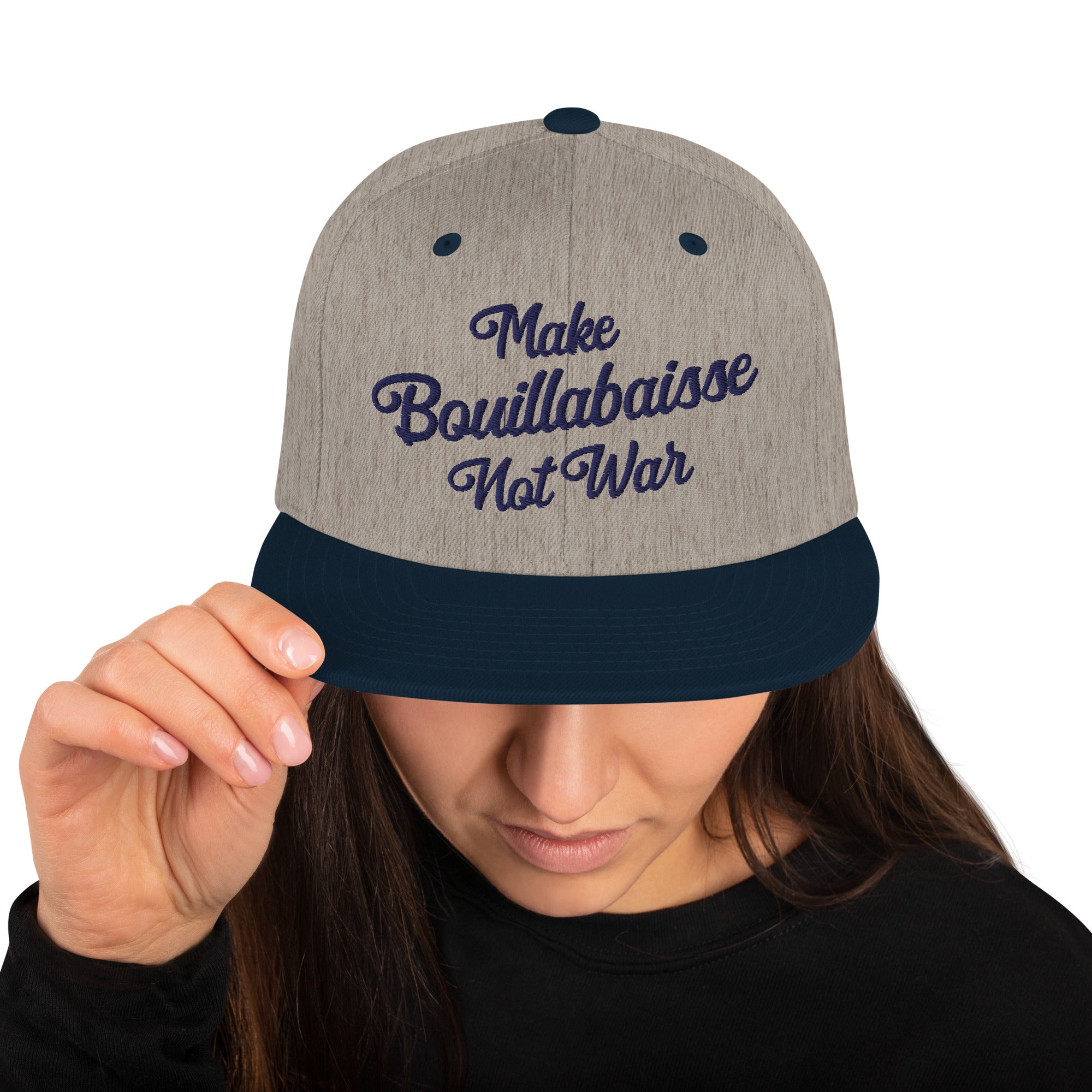 Casquette Snapback Wool Blend bicolore Make Bouillabaisse Not War Navy