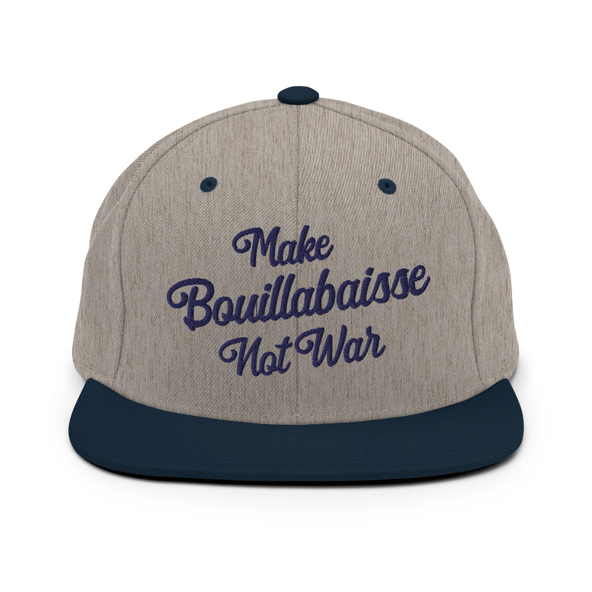 Casquette Snapback Wool Blend bicolore Make Bouillabaisse Not War Navy