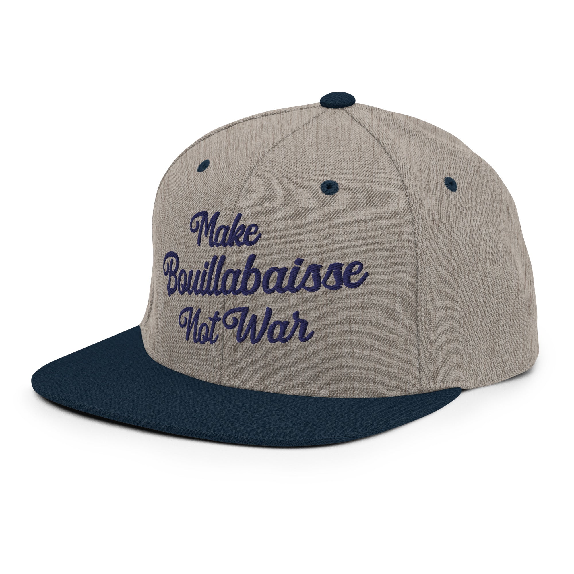 Casquette Snapback Wool Blend bicolore Make Bouillabaisse Not War Navy