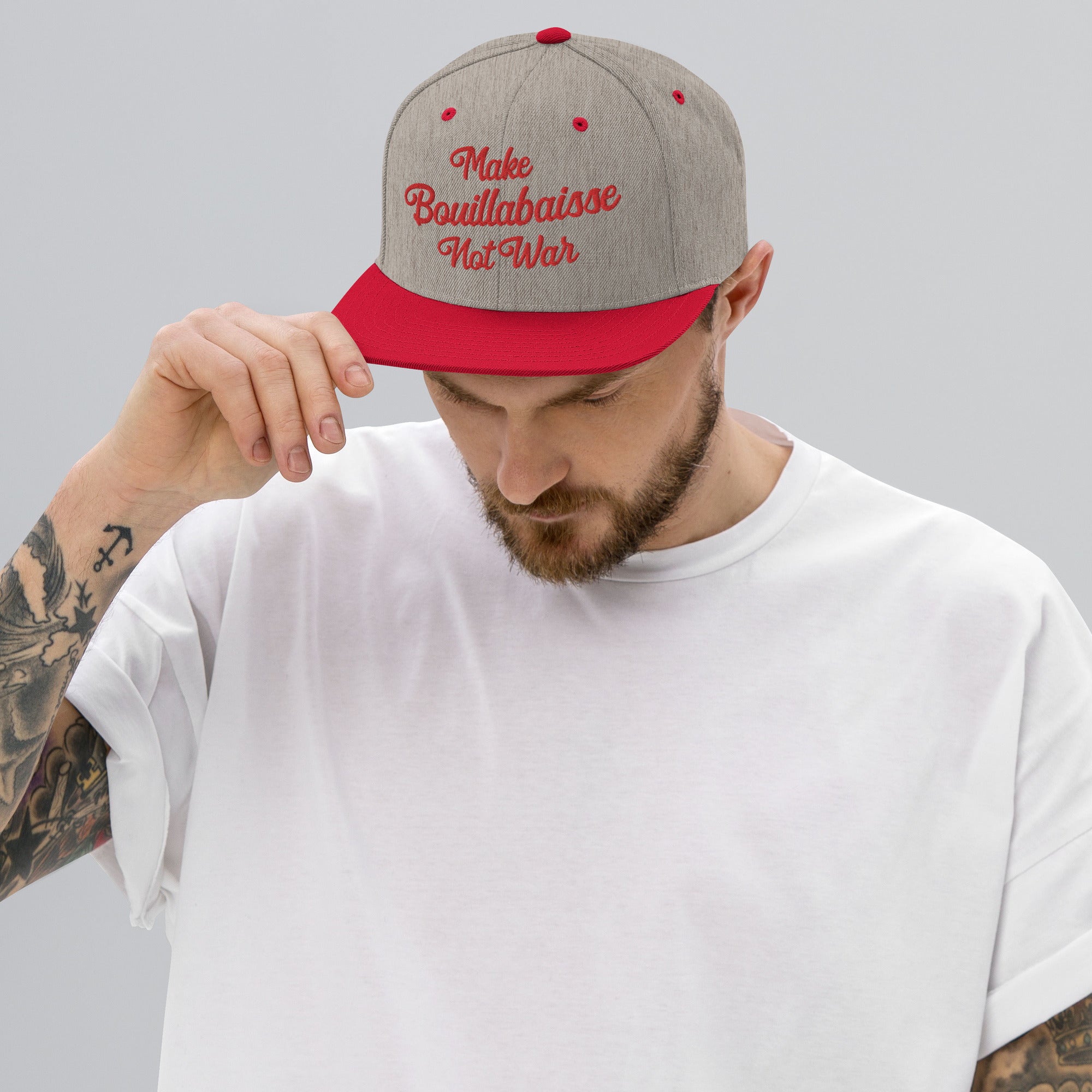 Casquette Snapback Wool Blend bicolore Make Bouillabaisse Not War Red