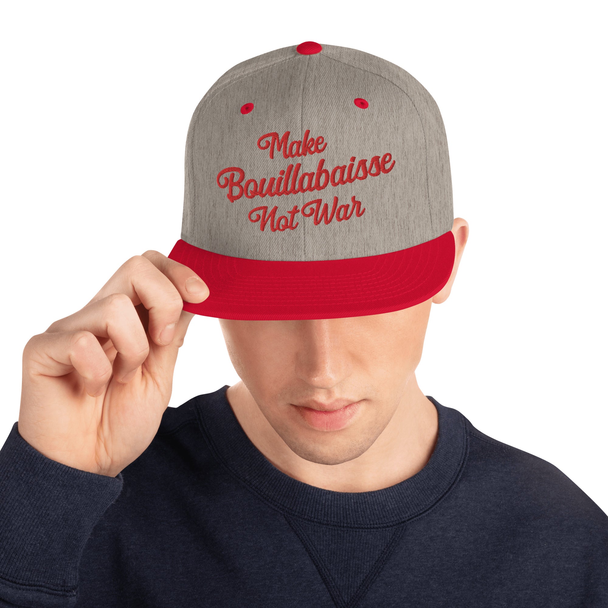 Casquette Snapback Wool Blend bicolore Make Bouillabaisse Not War Red