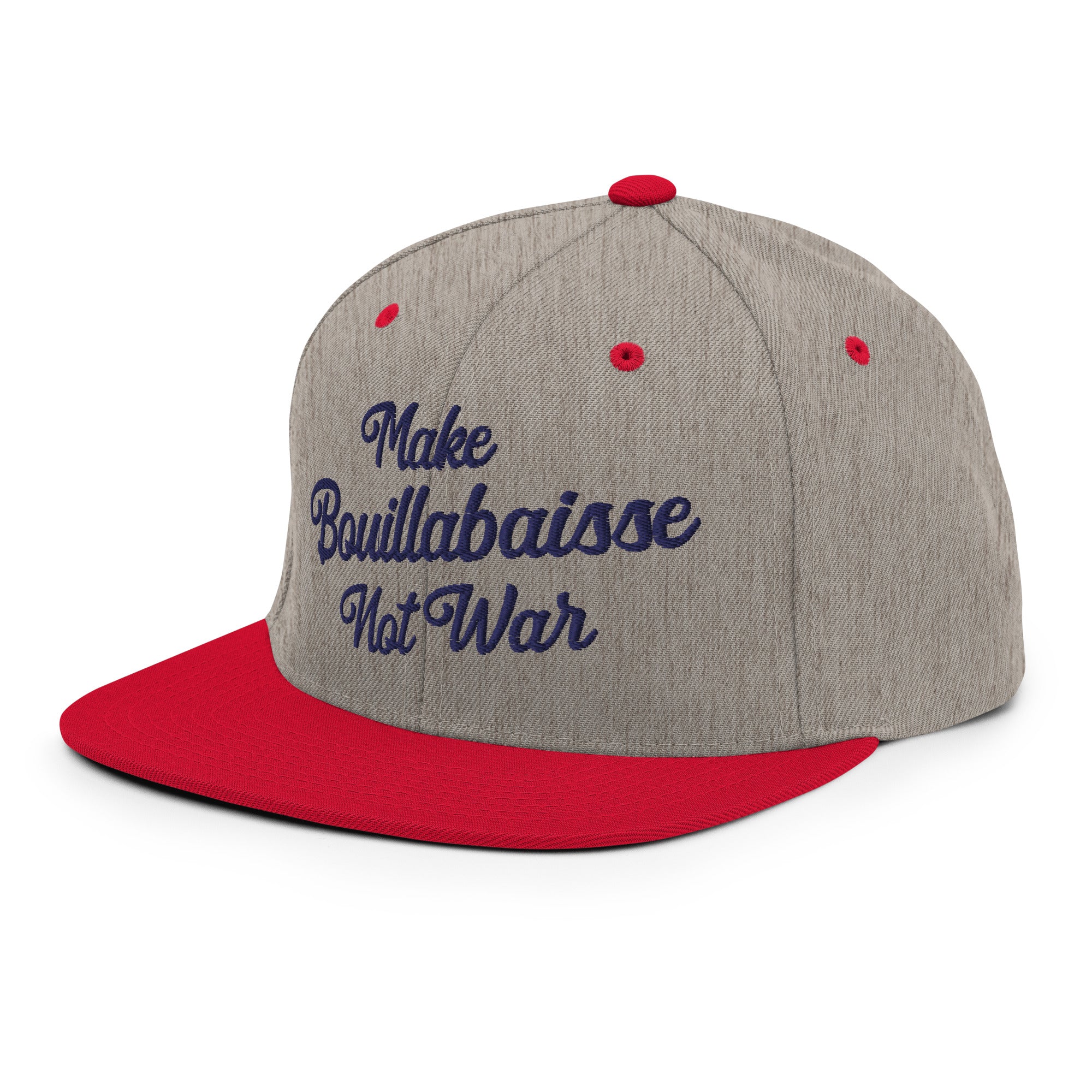 Casquette Snapback Wool Blend bicolore Make Bouillabaisse Not War Navy