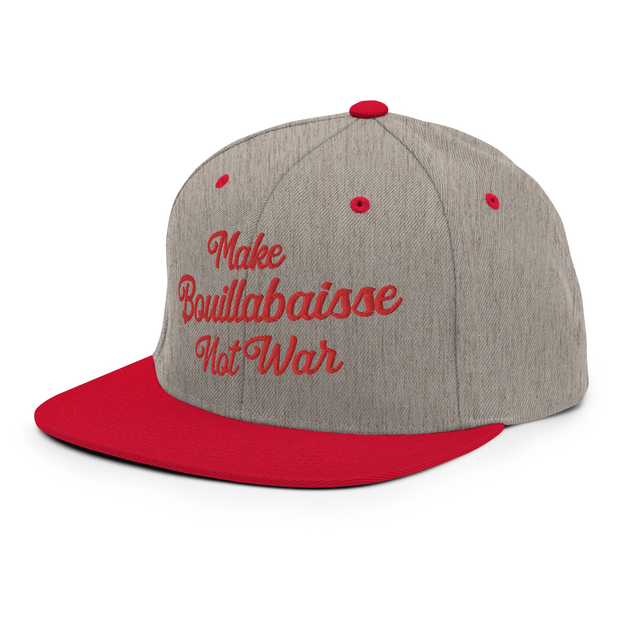 Casquette Snapback Wool Blend bicolore Make Bouillabaisse Not War Red