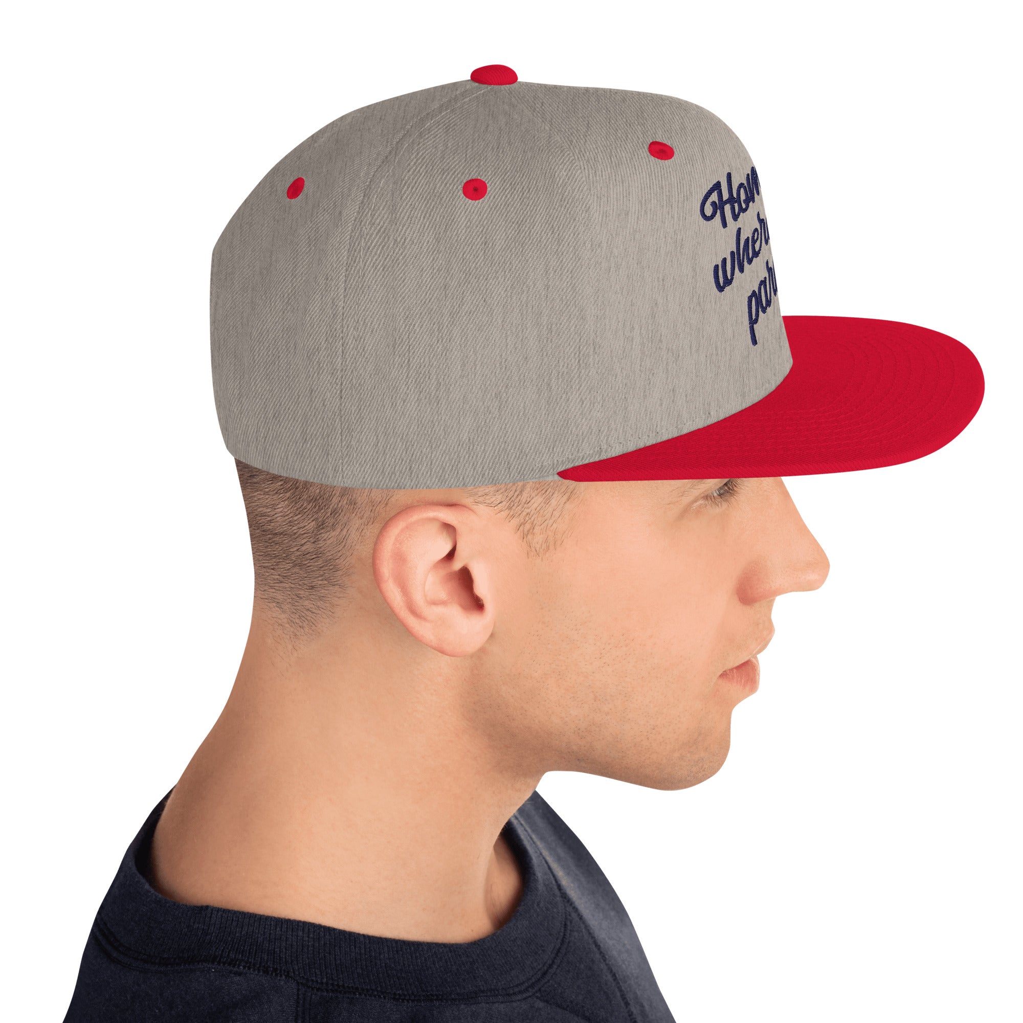 Casquette Snapback Wool Blend bicolore Home is where you park it Navy