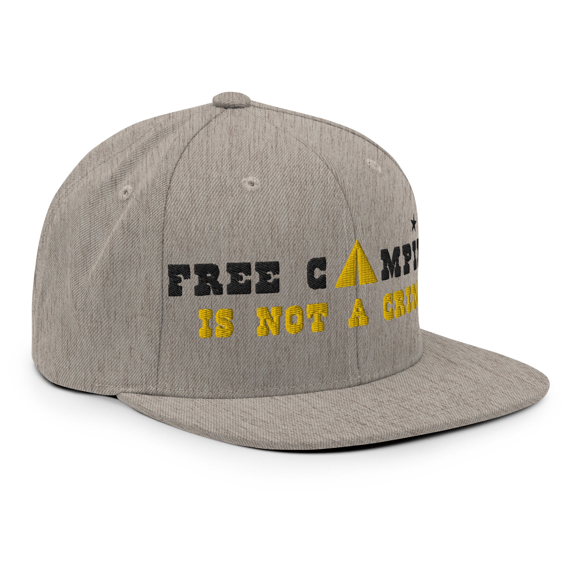 Casquette Snapback Wool Blend Free camping is not a crime black/yellow