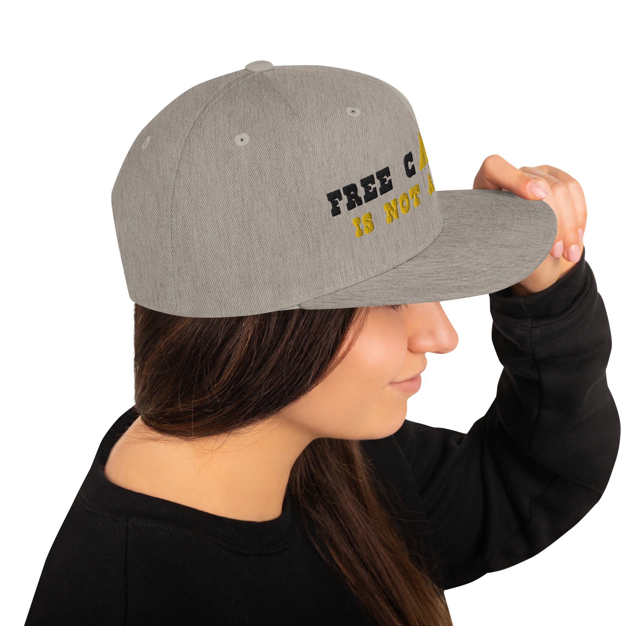 Casquette Snapback Wool Blend Free camping is not a crime black/yellow