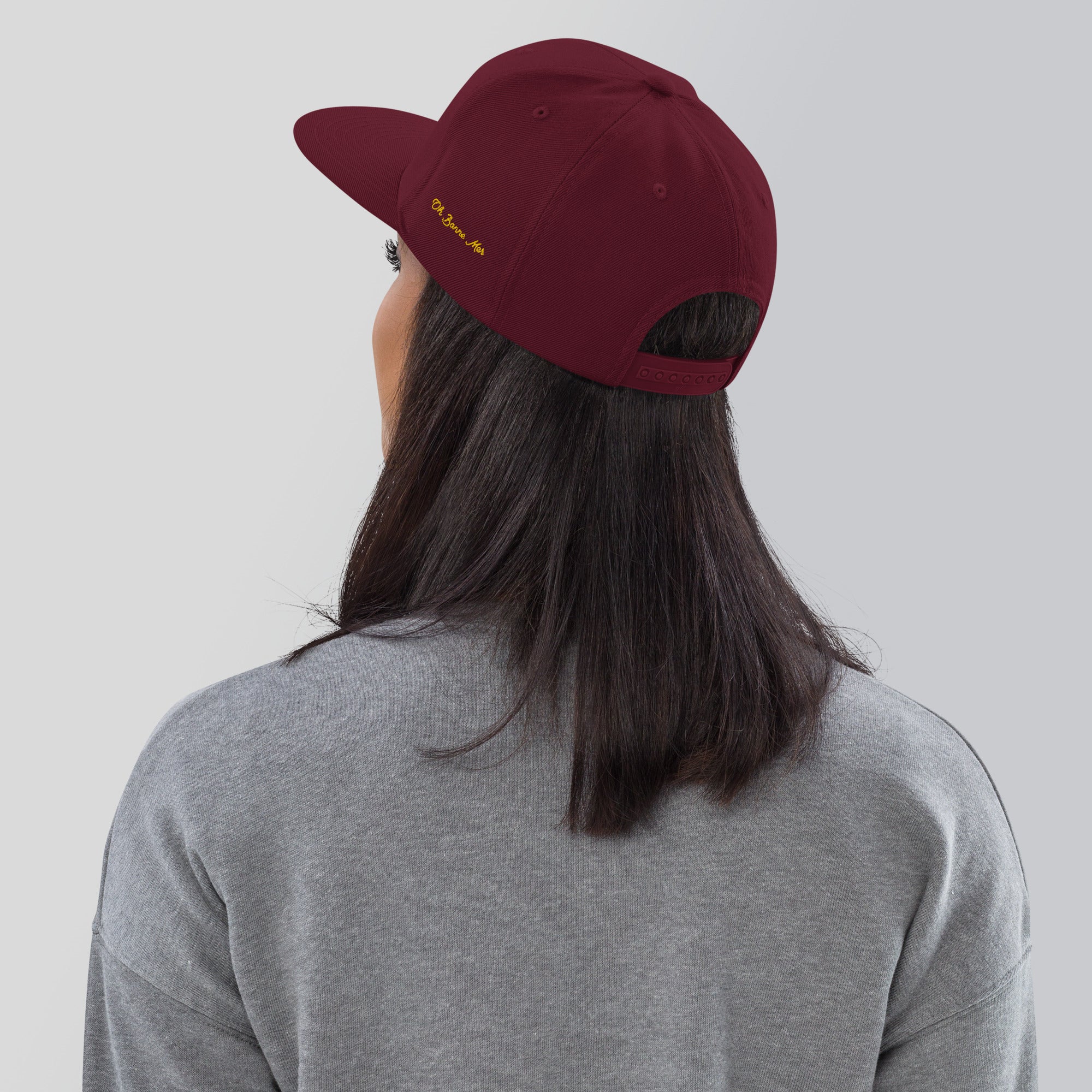 Casquette Snapback Wool Blend Croix de Camargue dorée Oh Bonne mer brodée sur 3 côtés