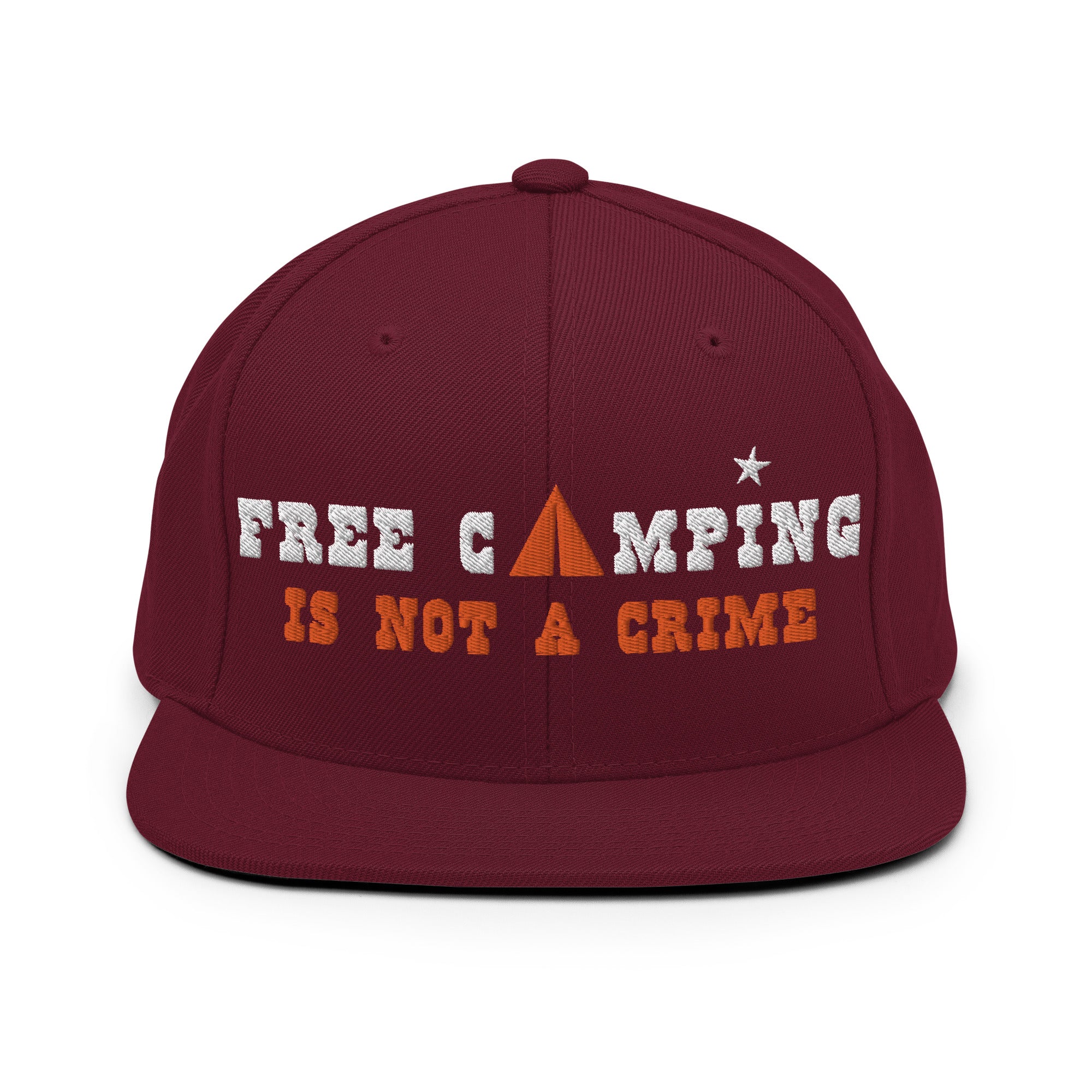 Casquette Snapback Wool Blend Free camping is not a crime white/orange