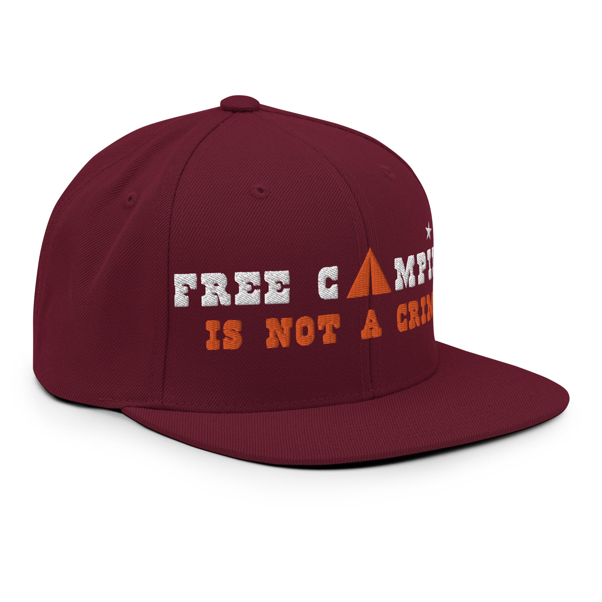 Casquette Snapback Wool Blend Free camping is not a crime white/orange