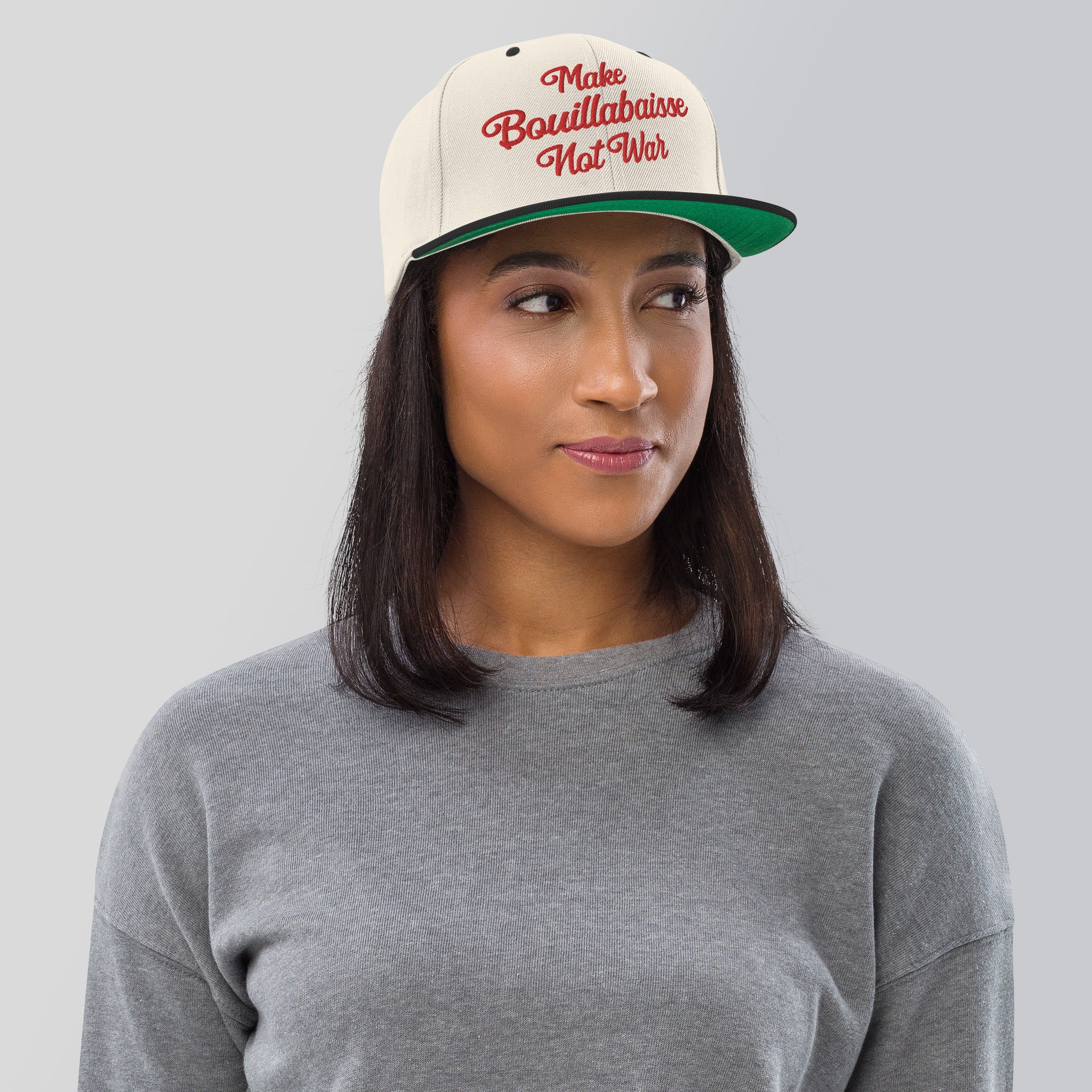 Casquette Snapback Wool Blend bicolore Make Bouillabaisse Not War Red