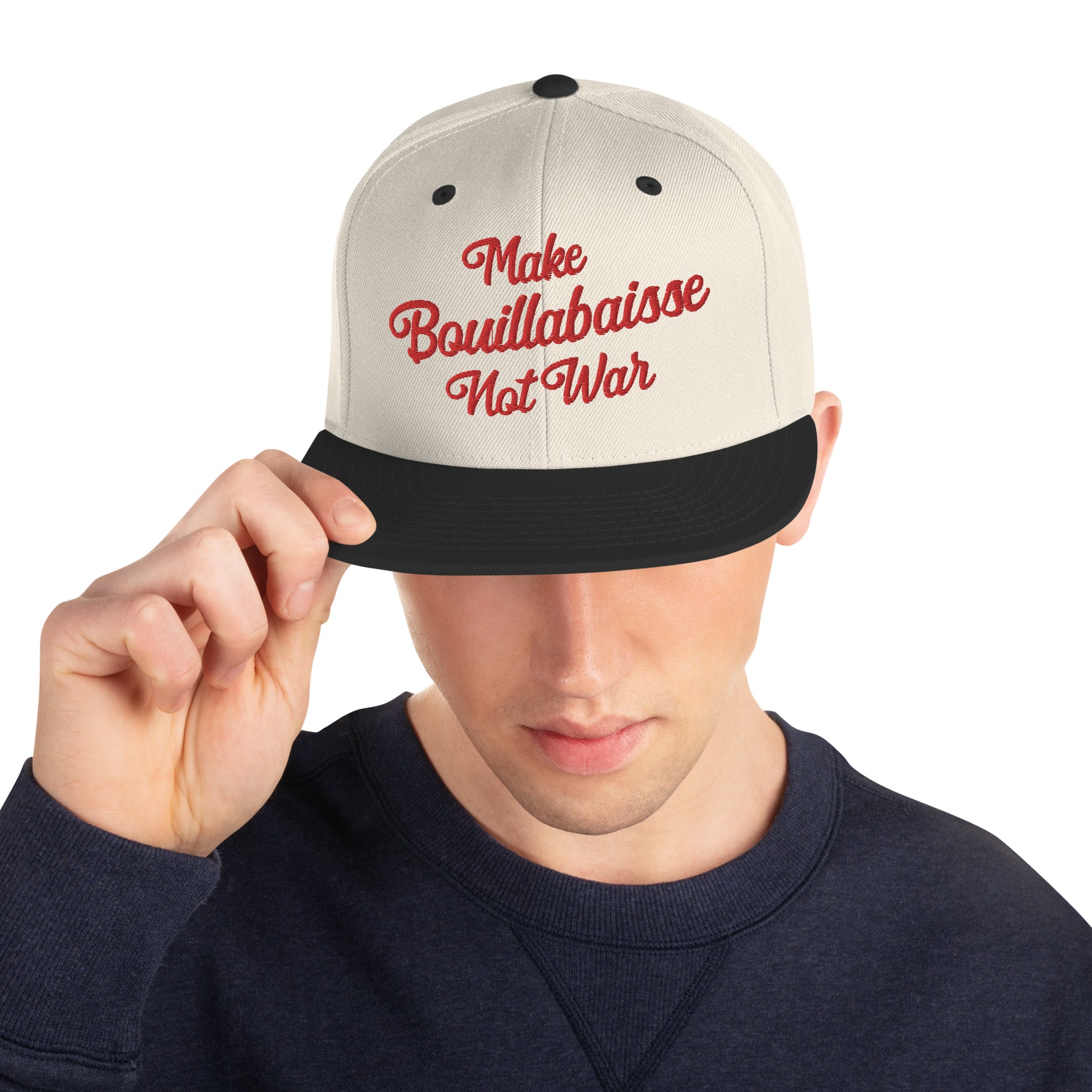 Casquette Snapback Wool Blend bicolore Make Bouillabaisse Not War Red