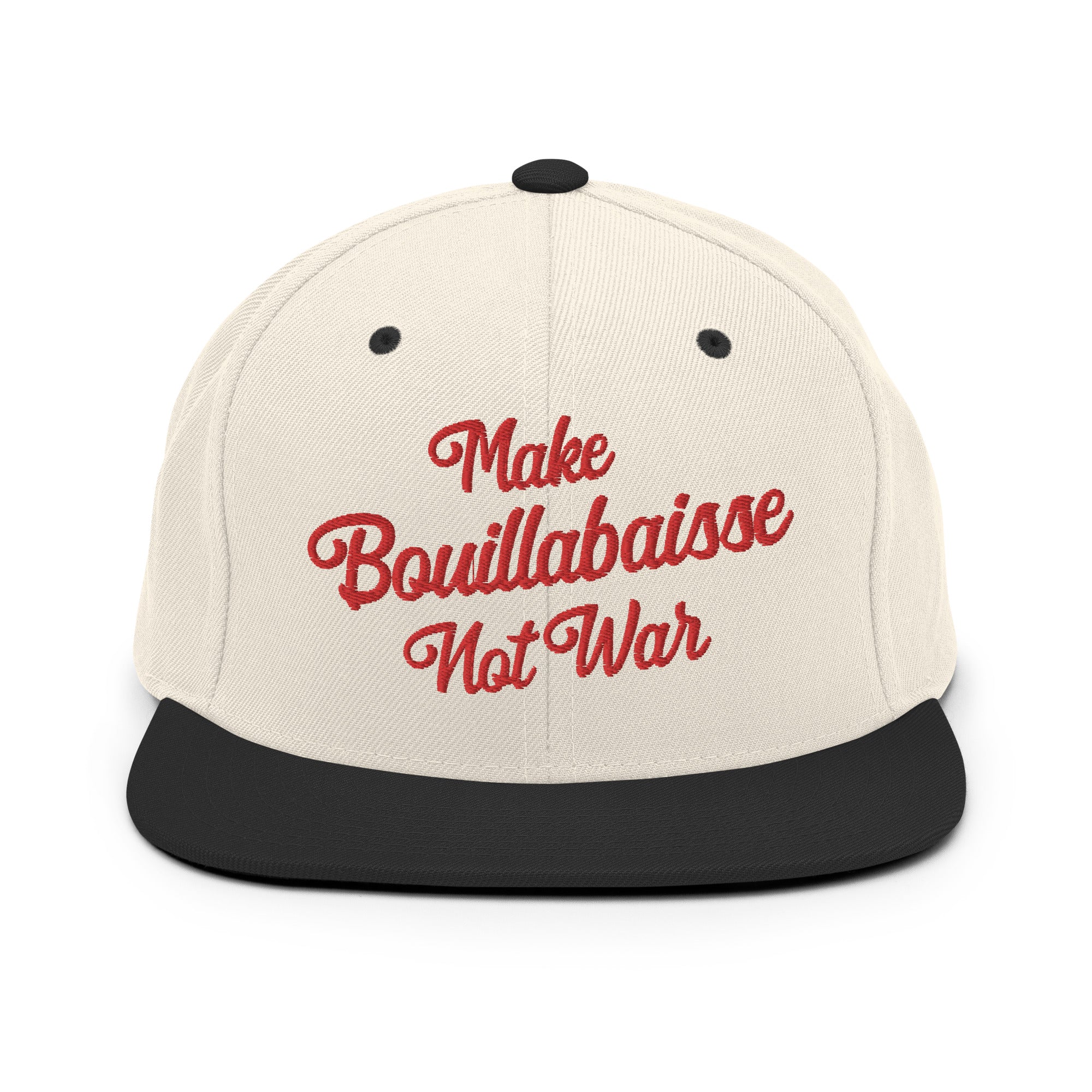 Casquette Snapback Wool Blend bicolore Make Bouillabaisse Not War Red