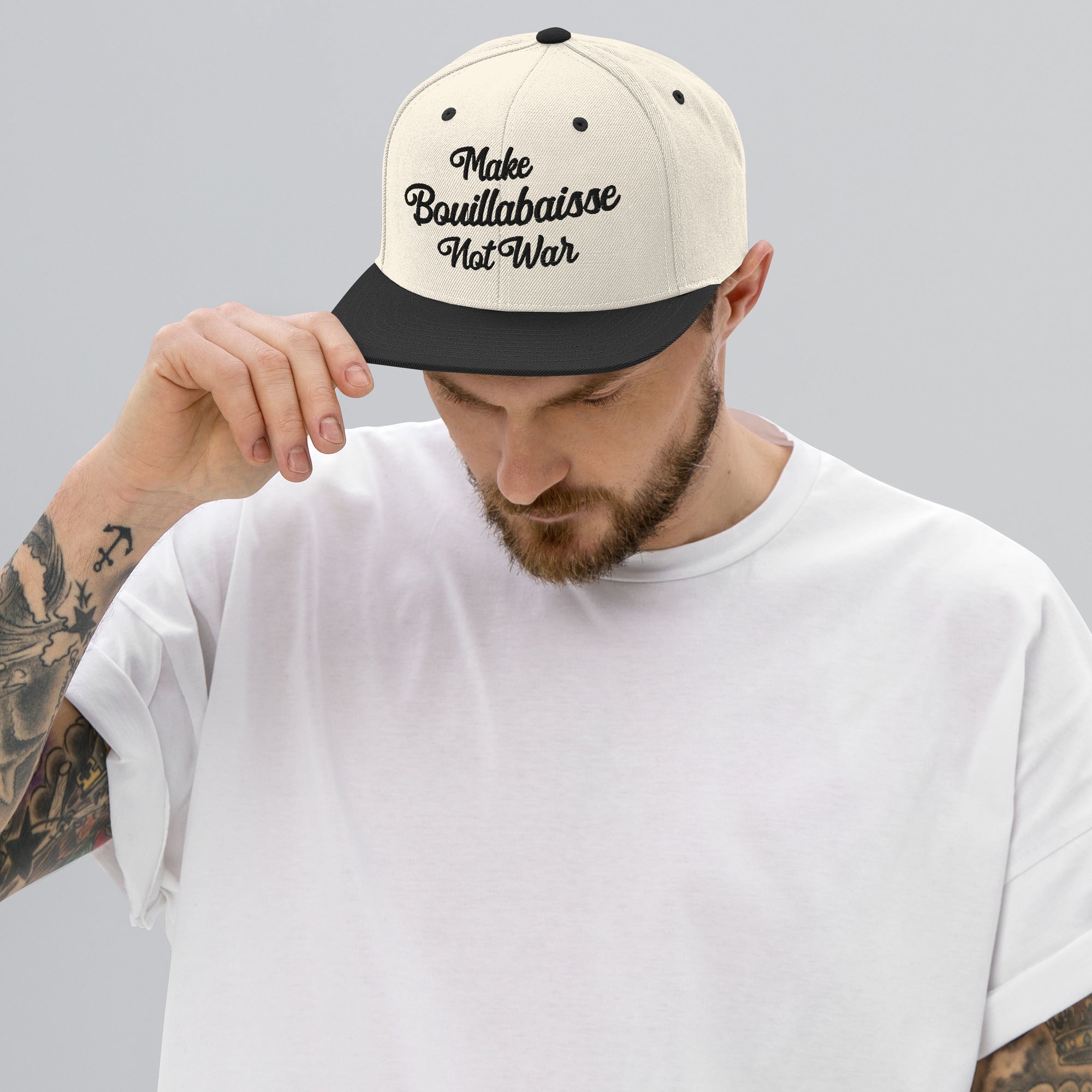 Casquette Snapback Wool Blend bicolore Make Bouillabaisse Not War Black