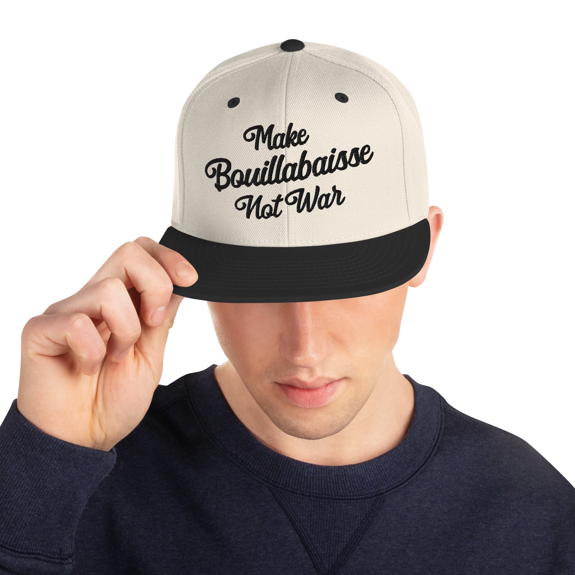 Casquette Snapback Wool Blend bicolore Make Bouillabaisse Not War Black