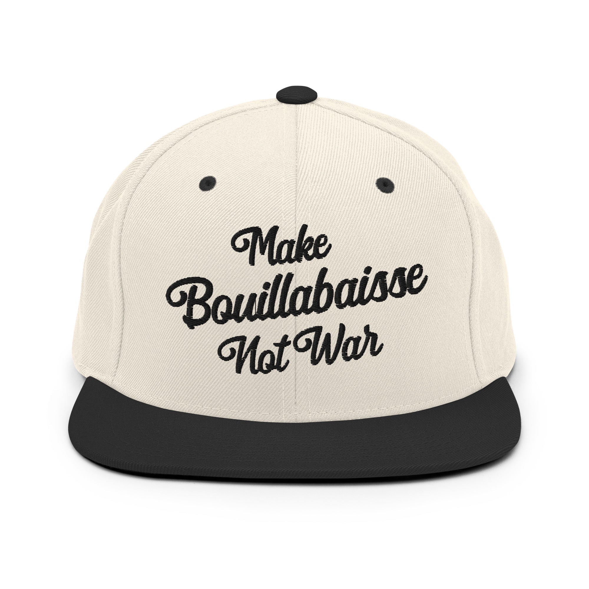 Casquette Snapback Wool Blend bicolore Make Bouillabaisse Not War Black